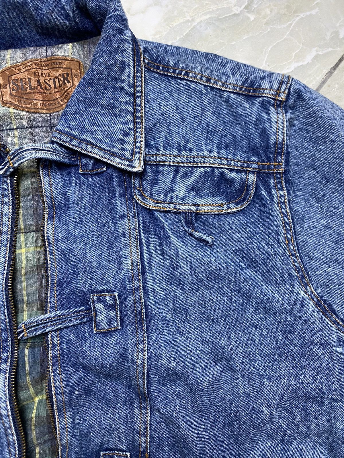 Vintage Selaster Vintage Denim Bomber Jacket Pit22 Size US L / EU 52-54 / 3 - 8 Thumbnail