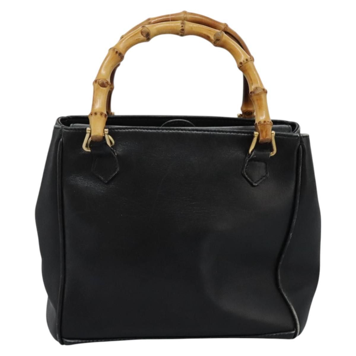 Gucci GUCCI Bamboo Hand Bag Leather Black Gold 000 2122 000 2122 Size ONE SIZE - 3 Thumbnail