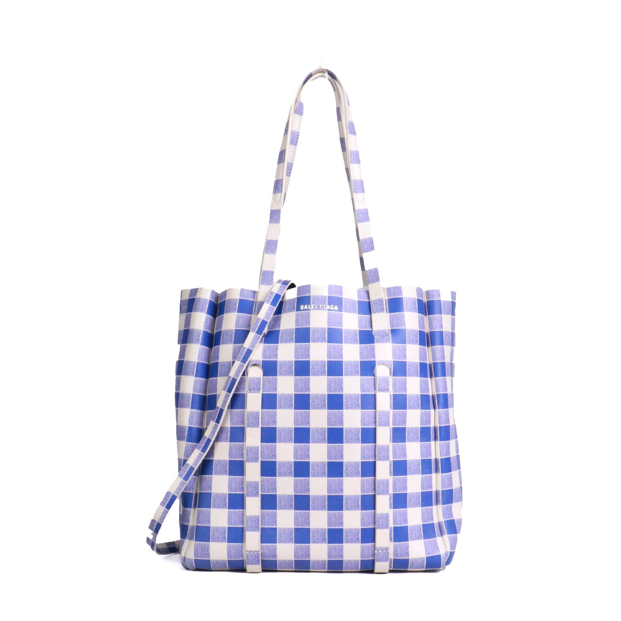 Balenciaga BALENCIAGA - Balenciaga Bazar shopping bag in blue and white leather Size ONE SIZE - 1 Thumbnail