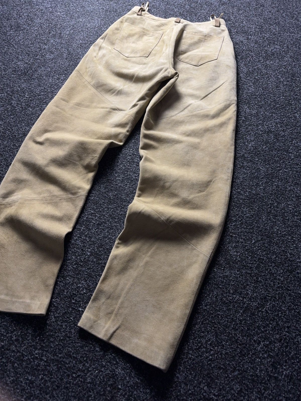 Genuine Leather Vintage 90s Western USA Soln Beige Suede Leather Pants EU38 Size 28" / US 6 / IT 42 - 15 Thumbnail