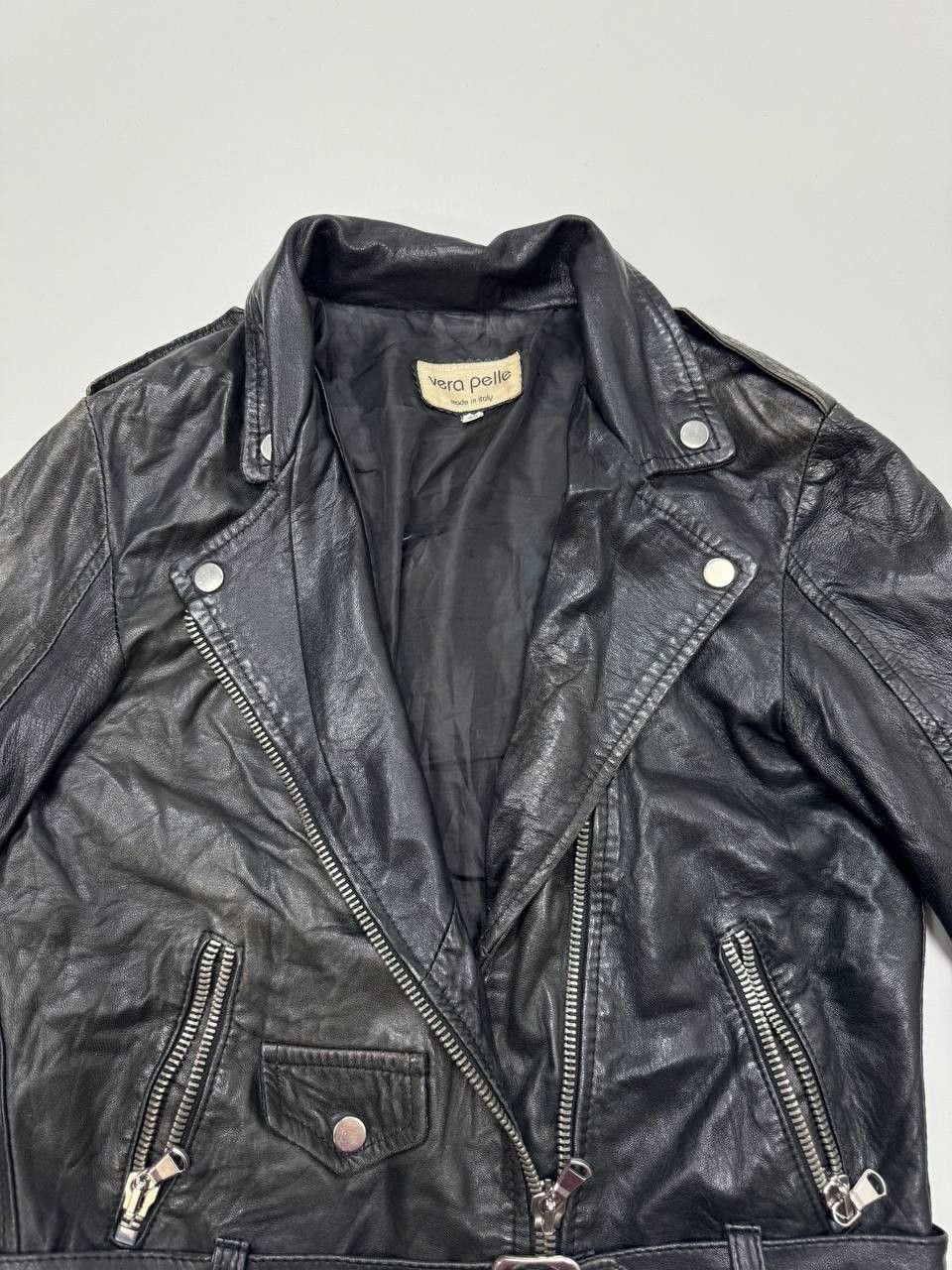 Vera Pelle Vera Pelle Italy Vintage Black Leather Biker Jacket Size S / US 4 / IT 40 - 5 Thumbnail