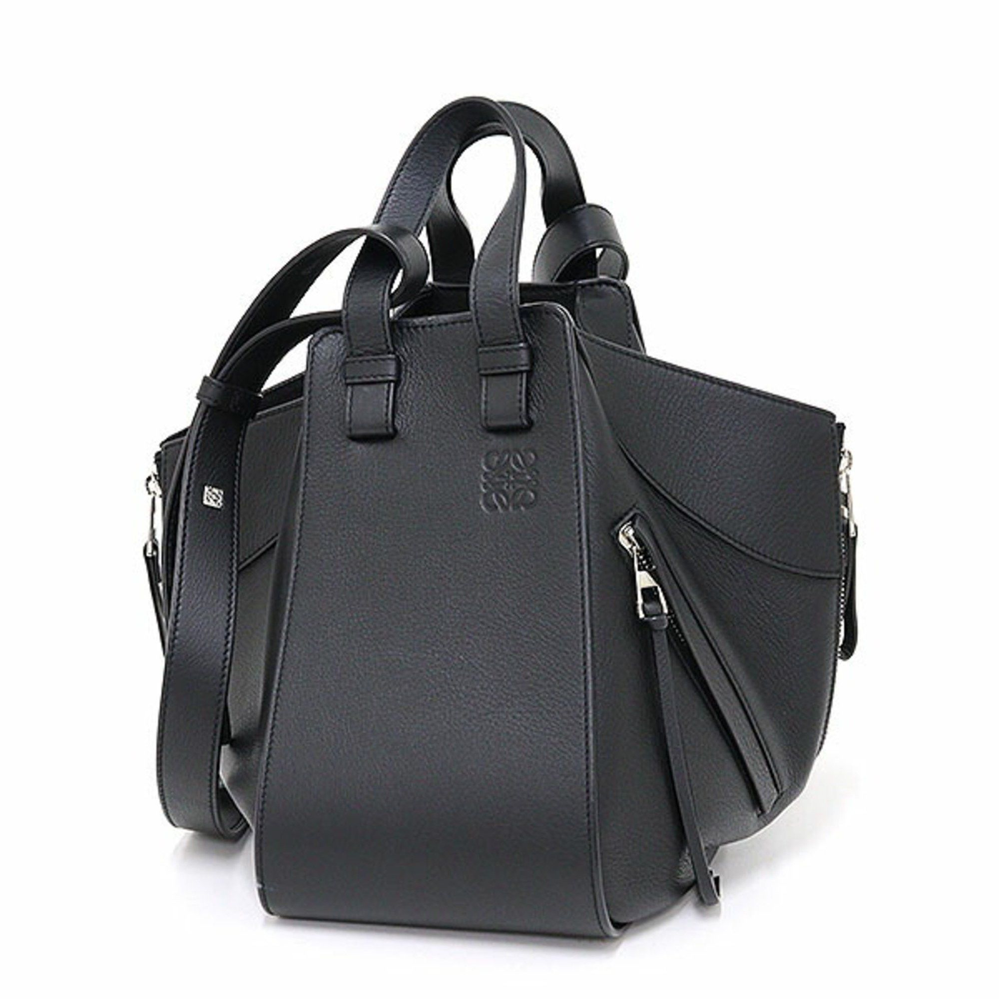image of Loewe Hammock Bag Small Classic Calf Black 3Way Handbag Anagram, Women's