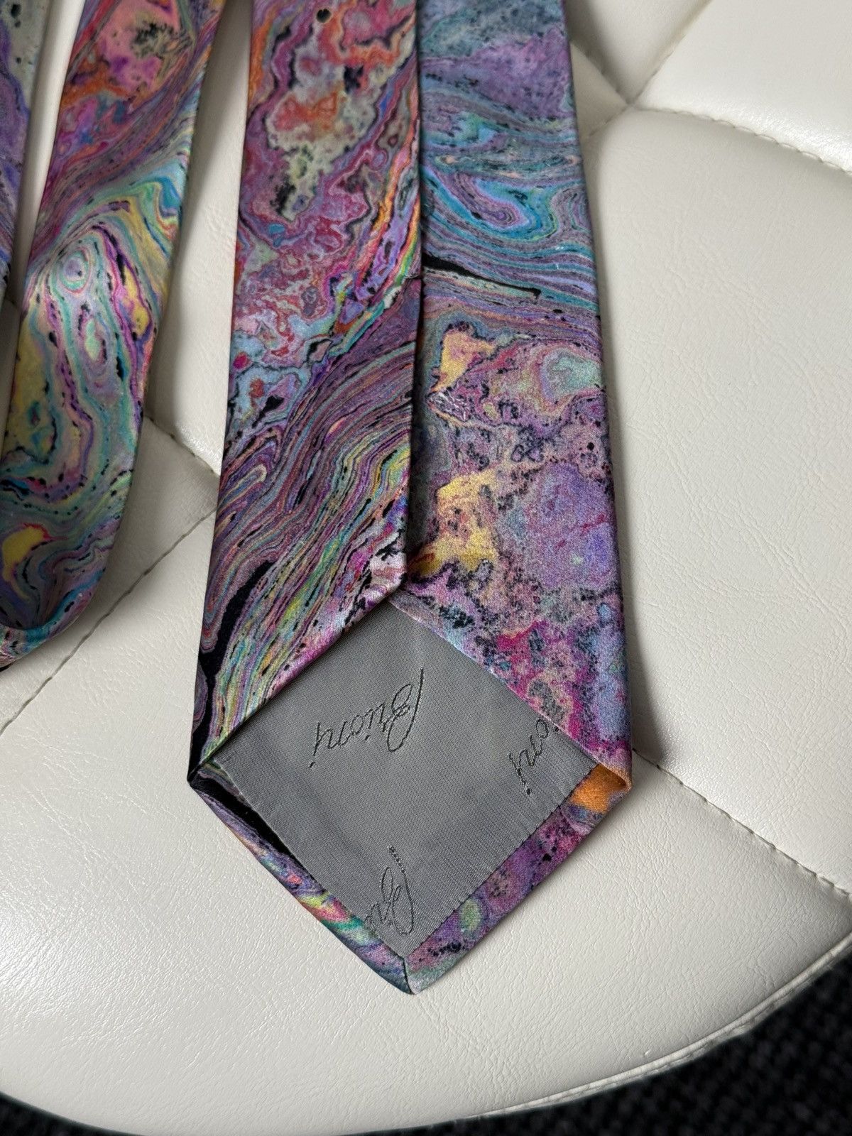 Brioni Brioni Men’s Silk Tie Abstract Marble Swirl Pattern Colorful Size ONE SIZE - 4 Thumbnail