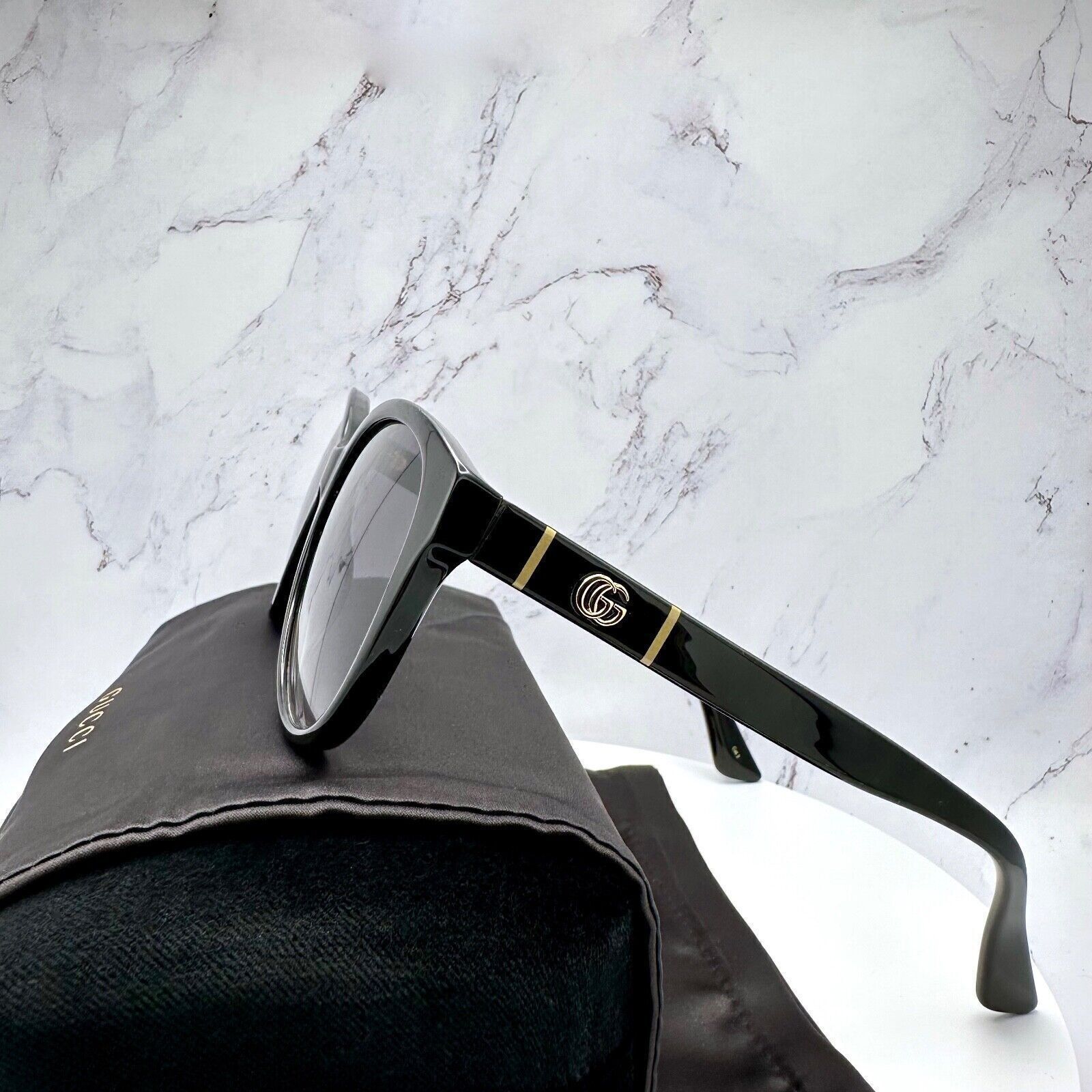 Gucci New Gucci Sunglasses Black Acetate Round Gold Metal GG Logo Size ONE SIZE - 15 Thumbnail