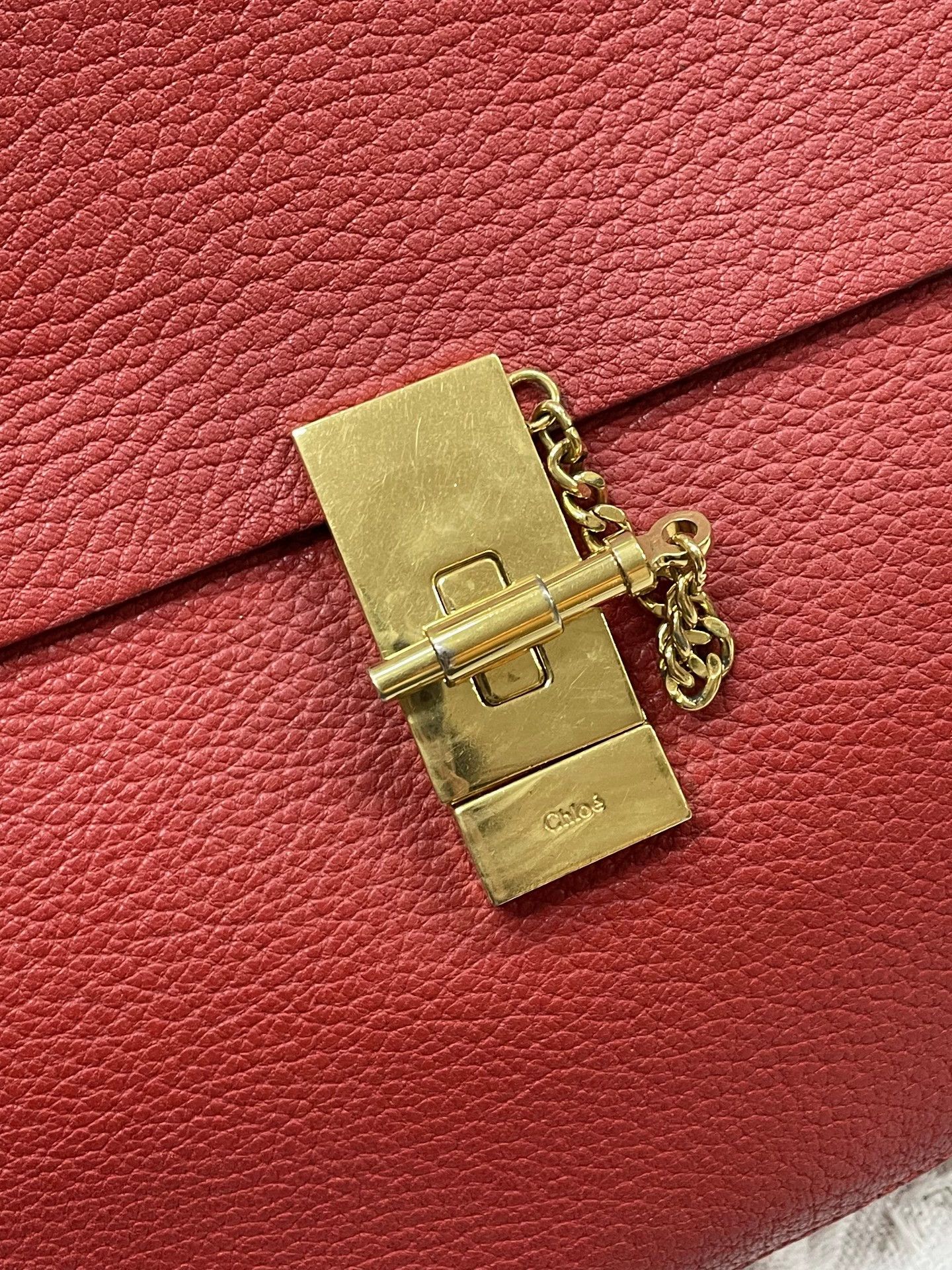 Chloe Chloe Red Gold Clasp Chain Bag No Accessories Size ONE SIZE - 2 Thumbnail