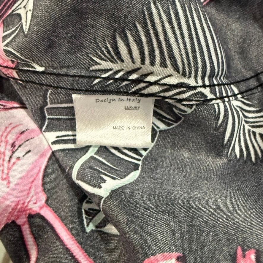 The Unbranded Brand Men's 4XL Flamingo Love Hawaiian Shirt Black Short Sleeve Size US XXL / EU 58 / 5 - 4 Thumbnail