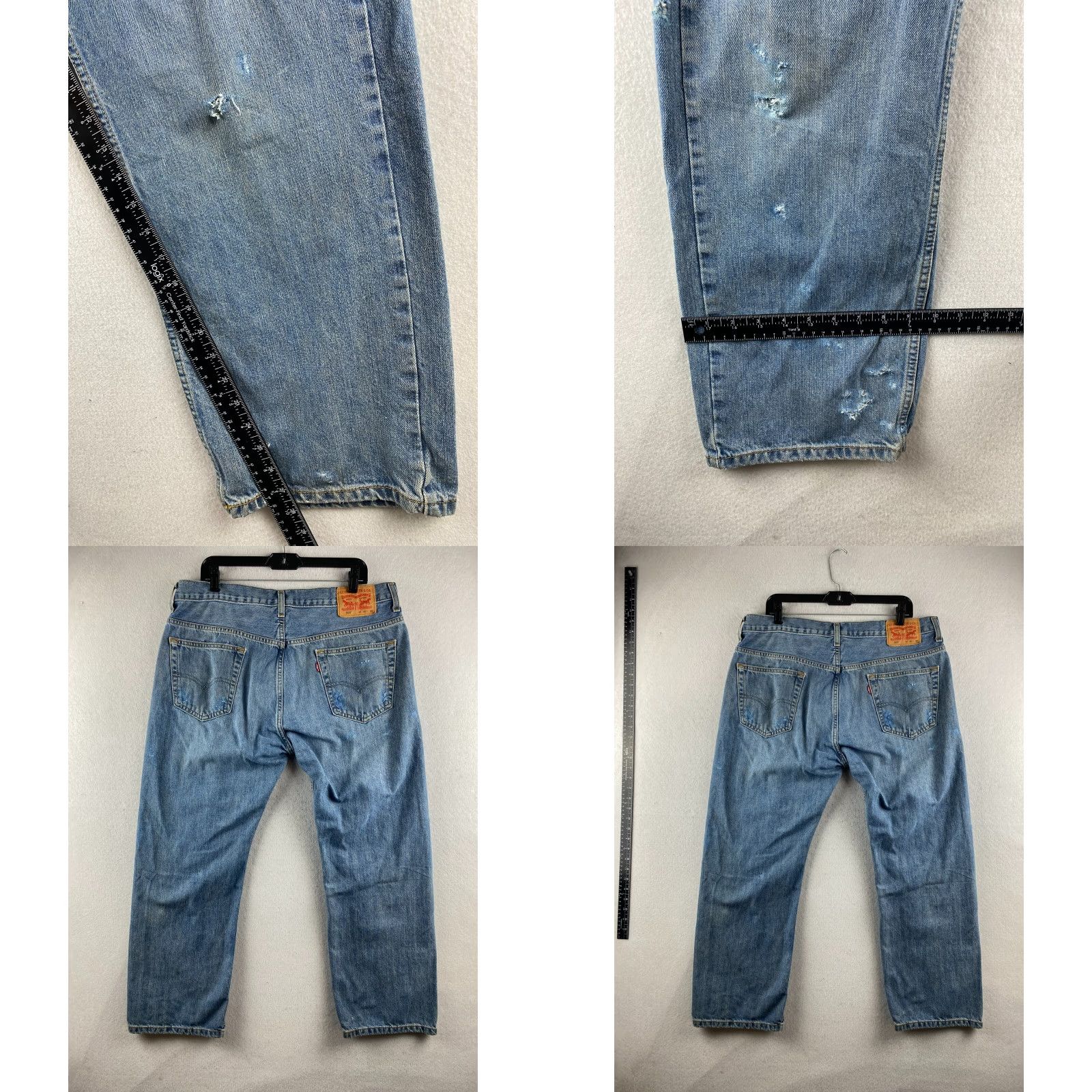 Levi's Levi's 569 Jeans Mens 36 x 30 Blue Distressed Straight Regular Baggy Mid Rise Denim 5-Pocket Modern Adults Mens Size US 36 / EU 52 - 9 Thumbnail