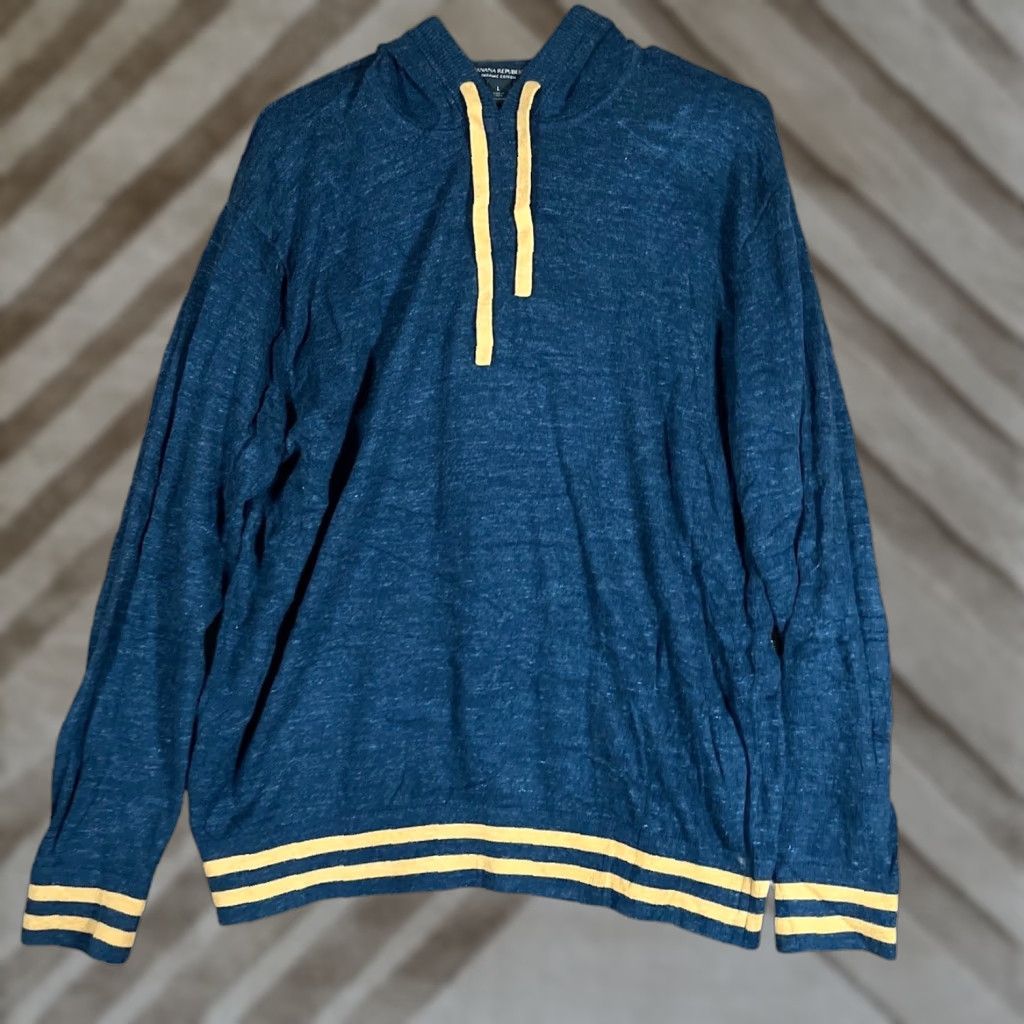 Banana Republic Banana Republic Mens Hoodie Blue Yellow Hem Stripe 100% Organic Cotton Large Size US L / EU 52-54 / 3 - 1 Thumbnail
