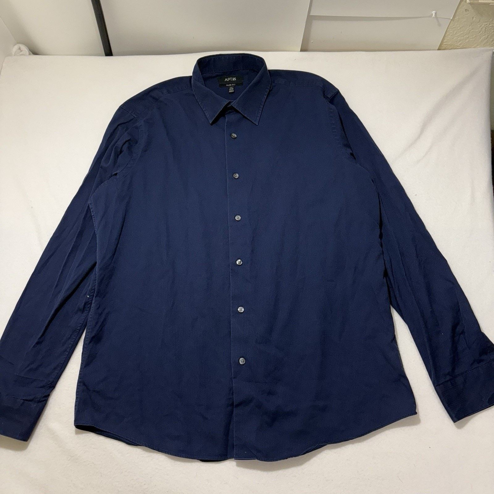 Apt. 9 Apt 9 17.5 36/37 Slim Fit Button Down Dress Shirt Navy Blue | Grailed