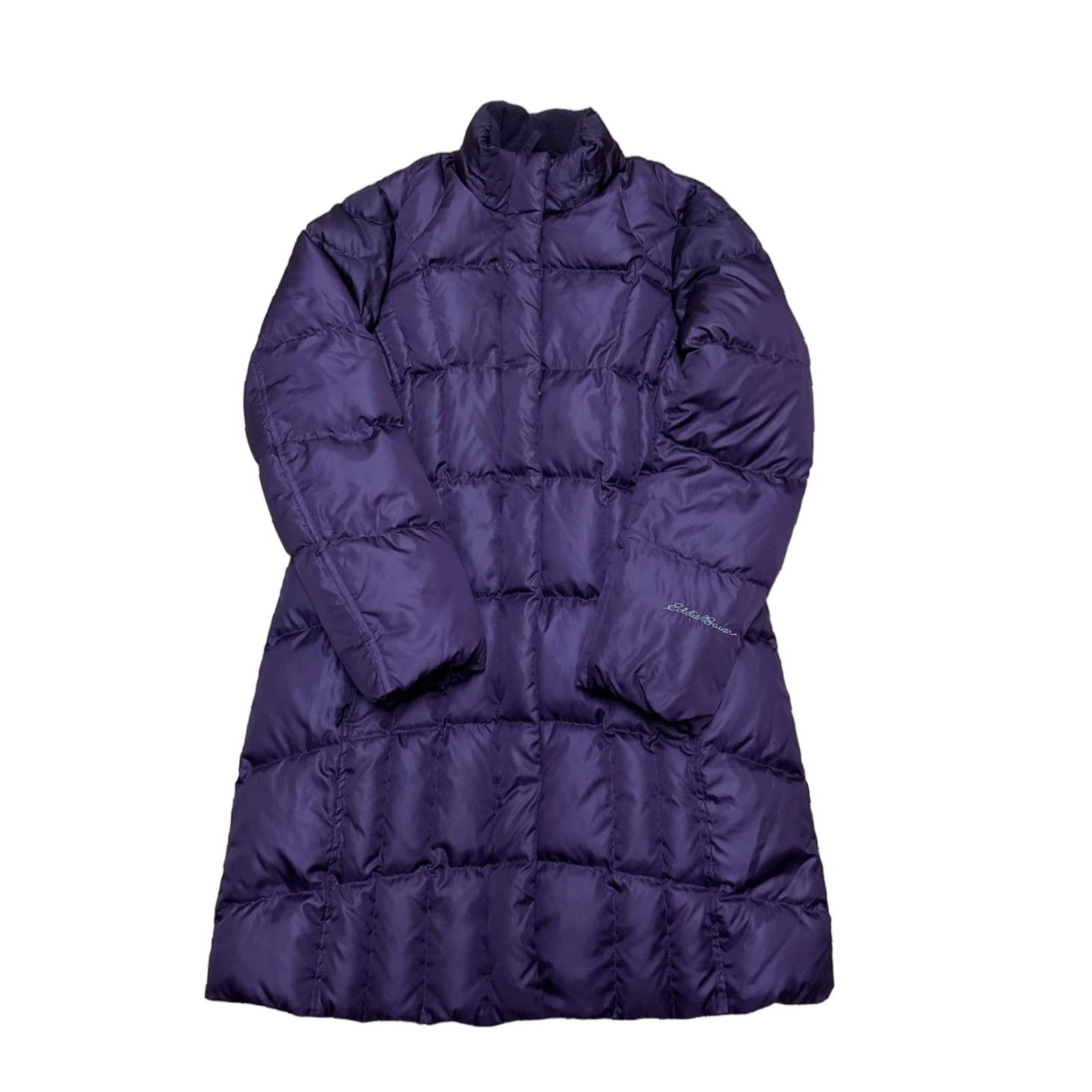 Eddie Bauer Down Jacket Women’s PM Purple Faux Fur Hooded Quilted Puffer