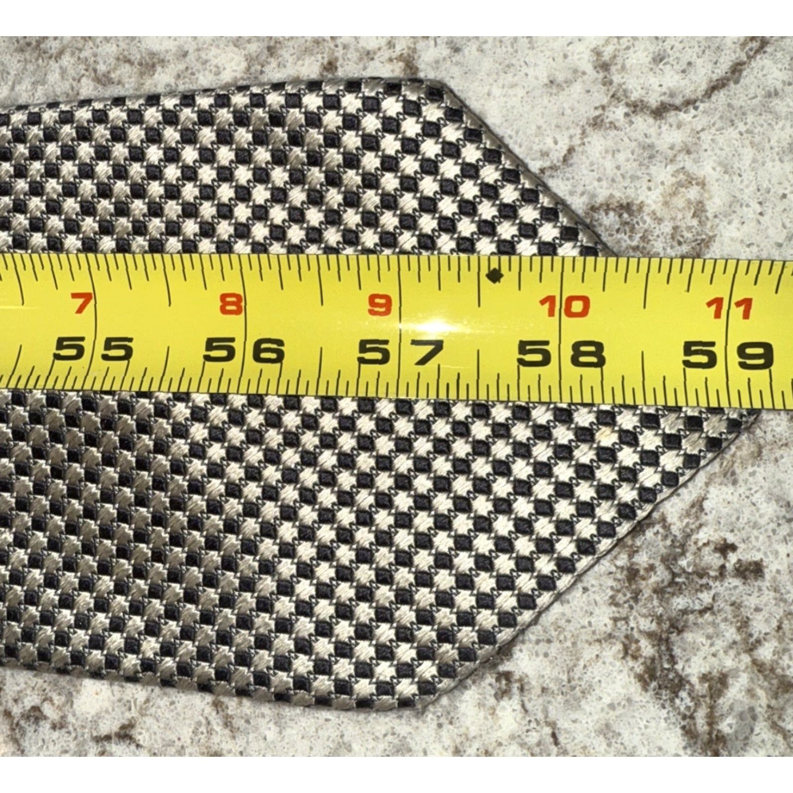 Vintage Bruno Piattelli Dark Gray & Cream Geometric Checkered Silk Tie Handmade Men 57-60" Size ONE SIZE - 6 Thumbnail