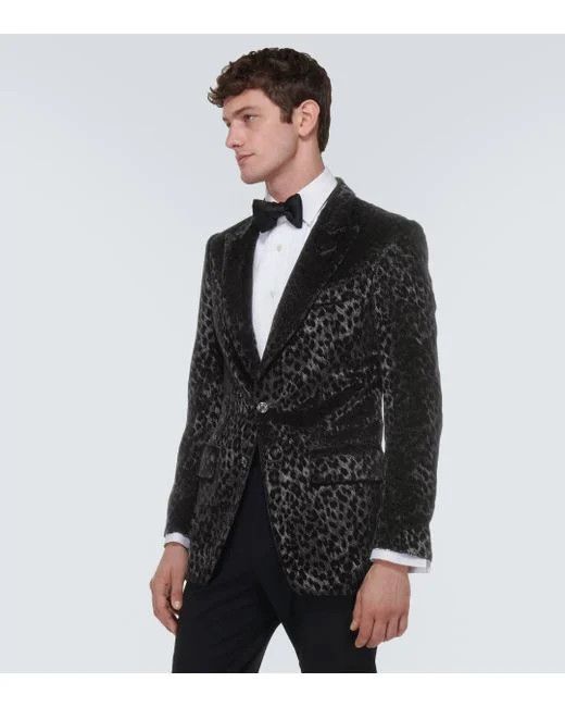 Tom Ford o1w1db10125 JLAP02 Velvet Leopard Jacket in Black Size US S / EU 44-46 / 1 - 4 Thumbnail