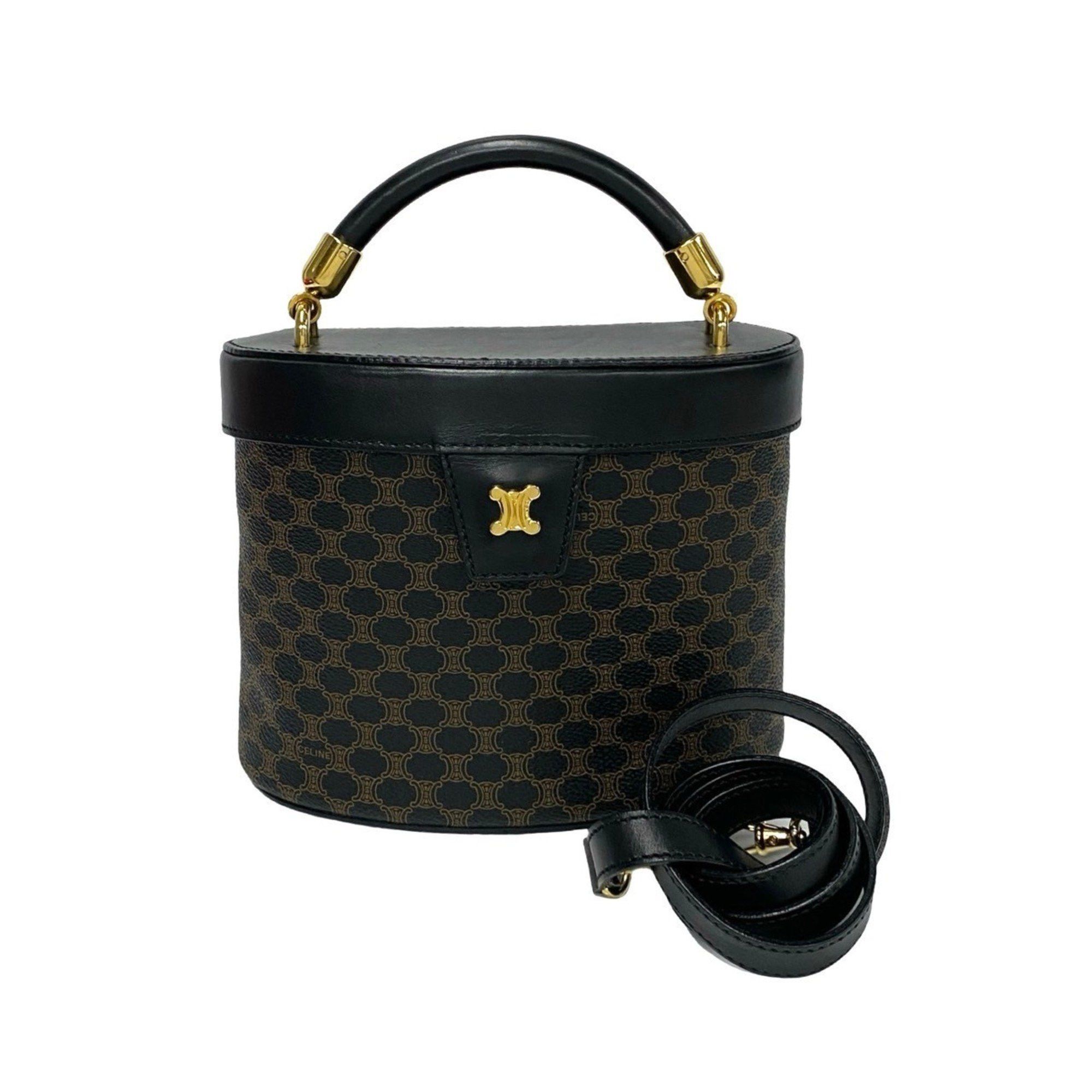 Celine CELINE Macadam Blason with Triomphe logo and hardware, leather, 2-way shoulder bag/handbag, black/brown, 34038 Size ONE SIZE - 1 Thumbnail