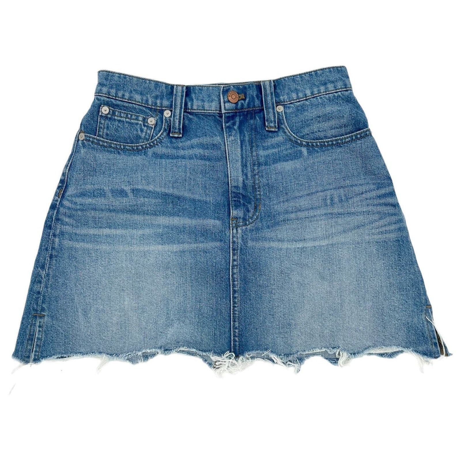 Madewell Madewell A Line Denim Mini Leabdra Fleffy Hem Skirt Size 25 Size 25" / US 0 / IT 36 - 1 Thumbnail