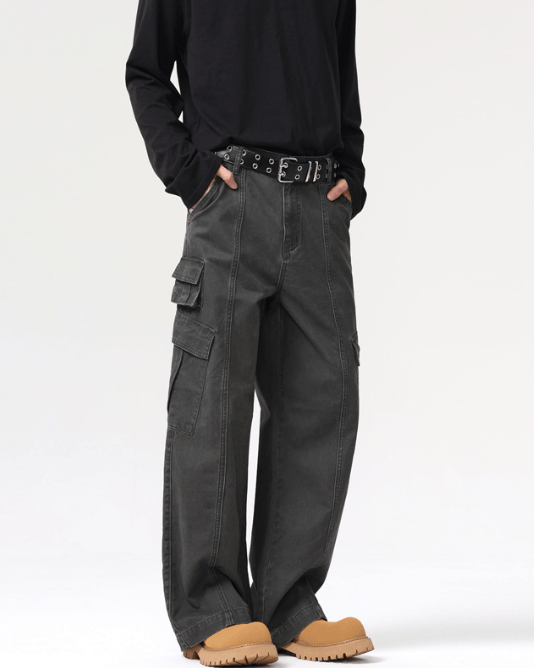 Japanese Brand × Jean Vintage workwear multi-pocket wide-leg baggy jeans Size US 32 / EU 48 - 2 Thumbnail