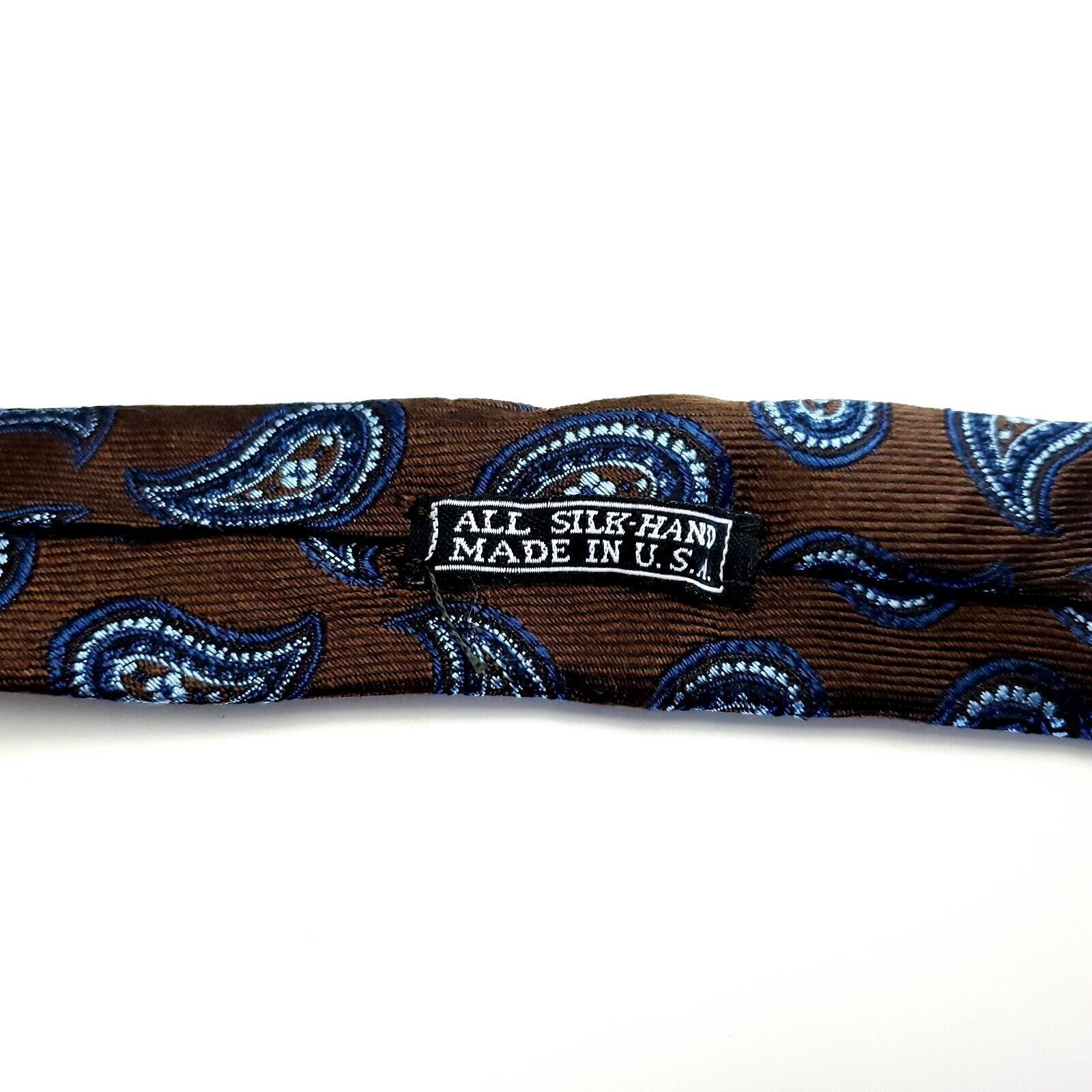 Designer JZ Richards Brown Blue Paisley Woven Long Silk Tie Size ONE SIZE - 4 Thumbnail