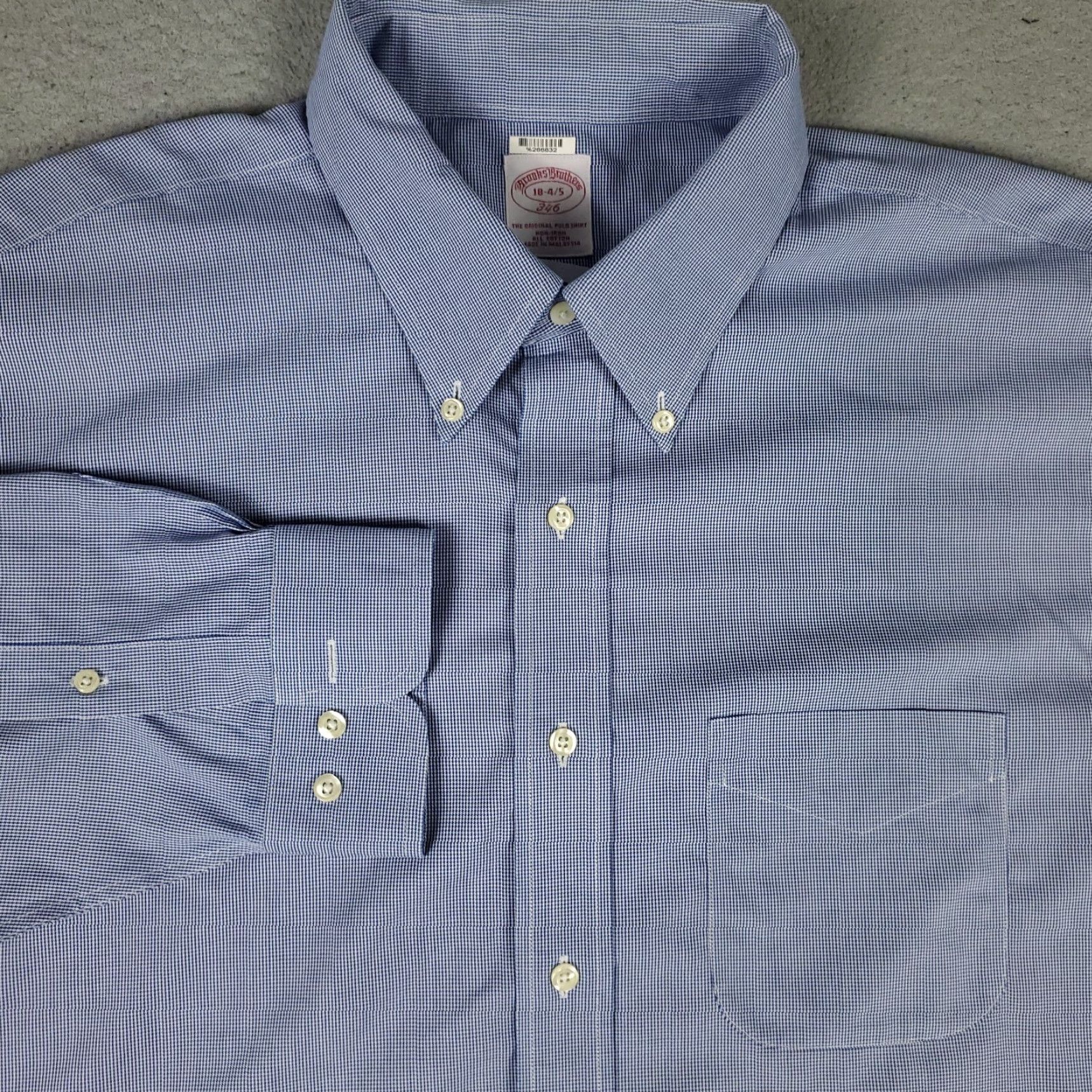 Brooks Brothers Brooks Brothers Shirt Mens 18 Blue Pocket Button Up Long Sleeve Size US XXL / EU 58 / 5 - 2 Thumbnail