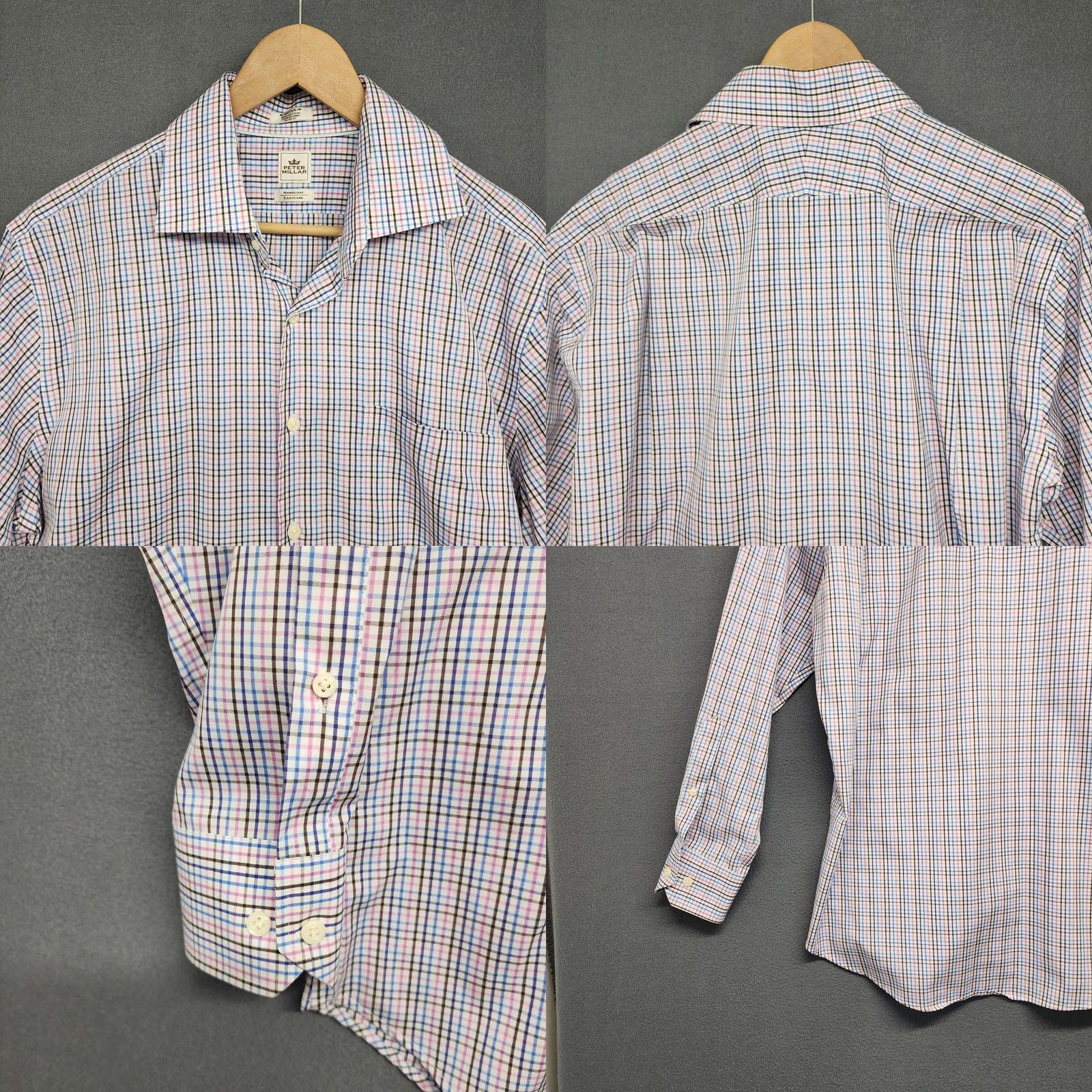 Peter Millar Peter Millar Shirt Mens 16 Regular Multicolor Plaid Long Sleeve Button Up Cotton Mens Dress Shirt Size US L / EU 52-54 / 3 - 8 Thumbnail