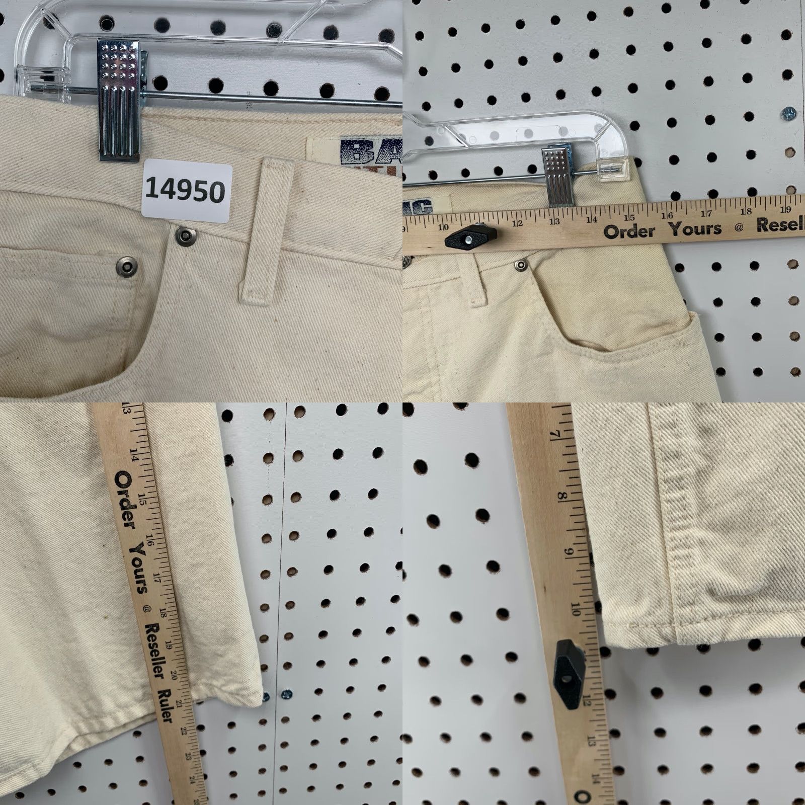 Denime VINTAGE Basic Utilities Denim Shorts Mens 32 Beige Inseam 11 30 in Waist Flat Front Pockets Regular Fit Summer Mens Beige Denim Shorts Size US 32 / EU 48 - 8 Thumbnail