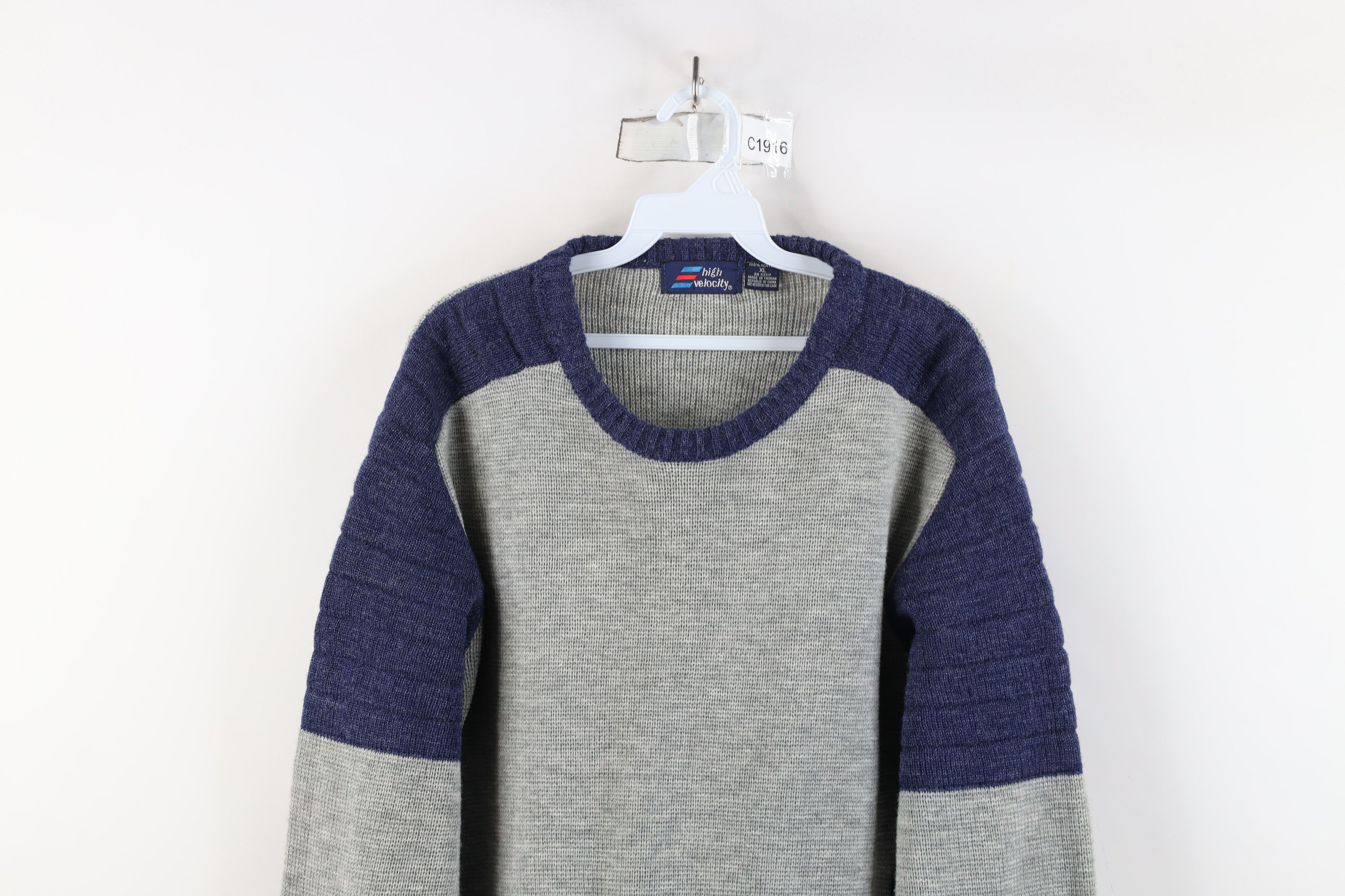 Vintage Vintage 90s Streetwear Ribbed Knit Crewneck Sweater Acrylic Size US XL / EU 56 / 4 - 2 Thumbnail