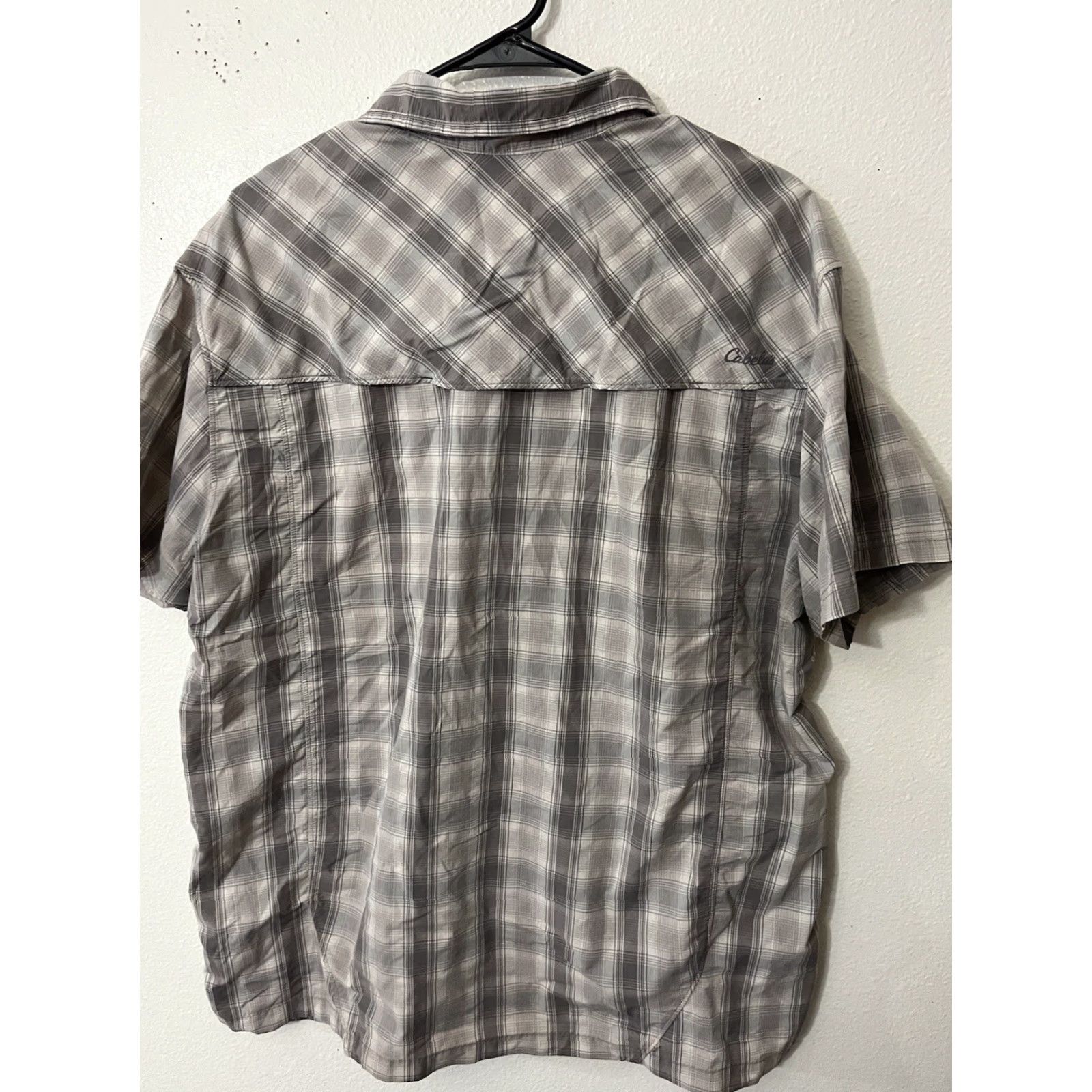 Vintage Cabelas Button-Up Shirt Men Short Sleeve Large Gray Plaid Pocket Casual Shirt Size US L / EU 52-54 / 3 - 3 Thumbnail