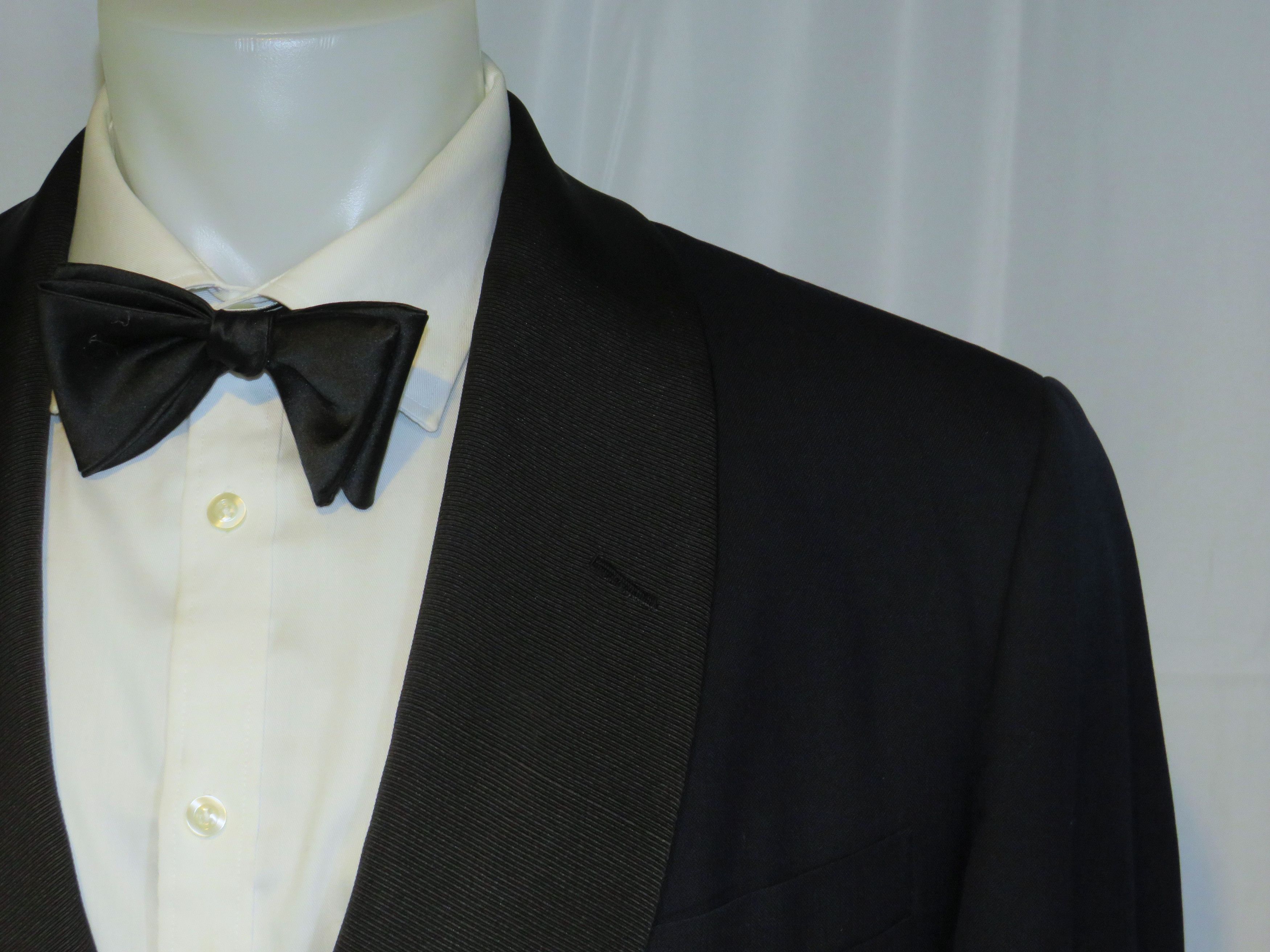 Alan Flusser Bespoke Navy Herringbone Shawl Collar One Button Tuxedo 40R Size 40R - 7 Thumbnail