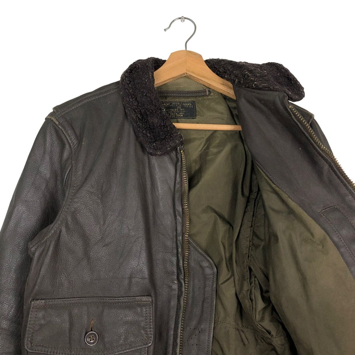 Vintage 🔥VINTAGE LEATHER USN US JACKET FLY MAN BRILL BROS INC USA Size US M / EU 48-50 / 2 - 16 Thumbnail