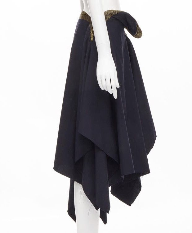 Comme des Garcons Distressed zipper trimmed draped raw handkerchief skirt Size 30" / US 8 / IT 44 - 2 Thumbnail