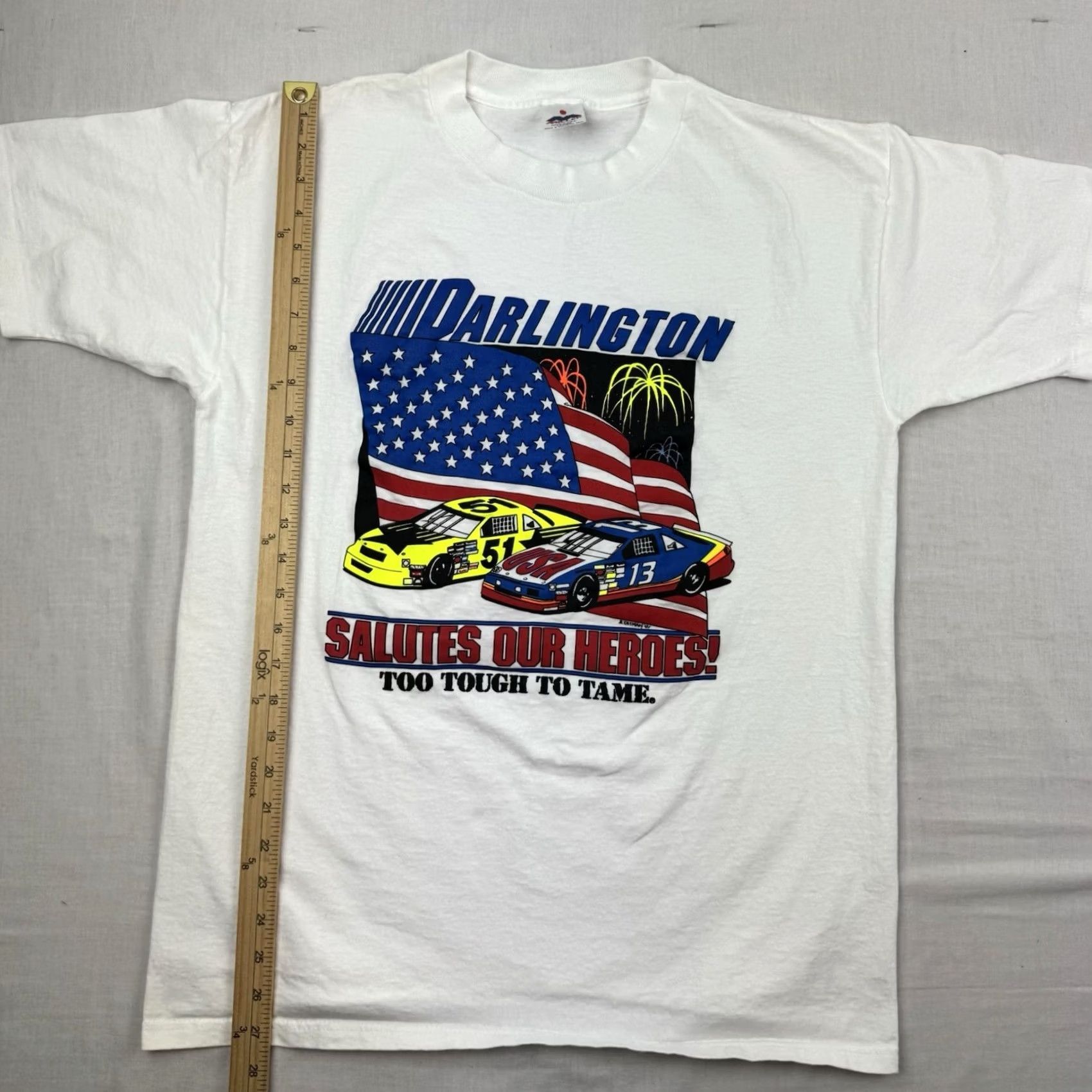 Vintage VINTAGE Miller Darlington Racing Army Salute T Shirt Adult Large White Cotton Shirt Men Navy Military 90s Nascar Recreation Shirts Mens Size US L / EU 52-54 / 3 - 6 Thumbnail