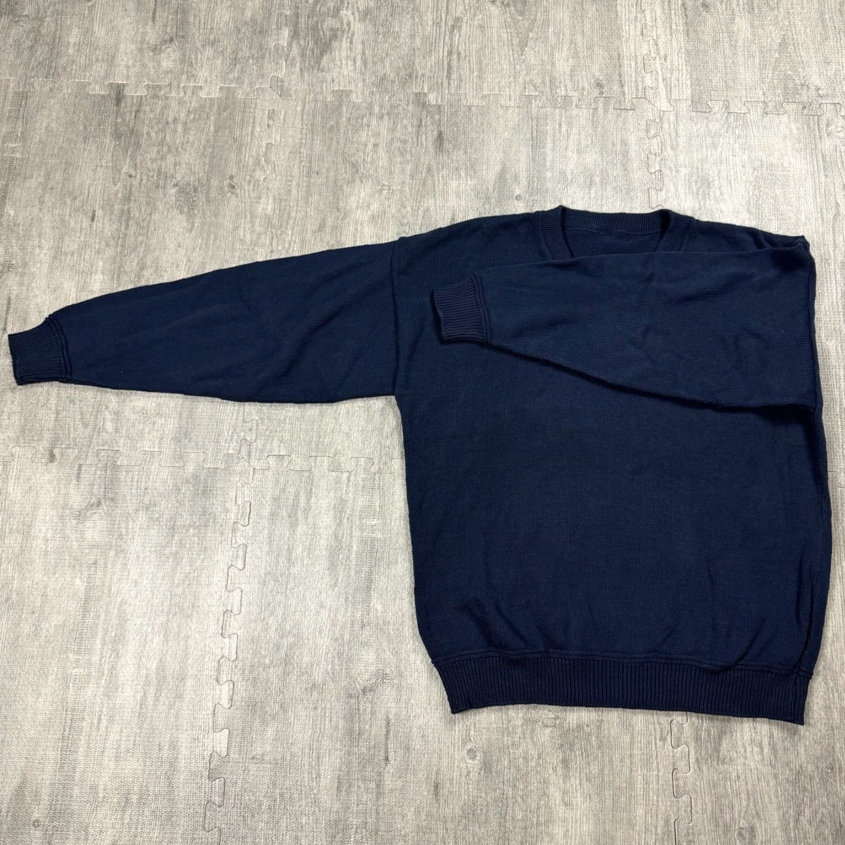 Vintage VINTAGE McBRIAR Football Coach Sweater - V-Neck Knit Cotton Pullover, Blue, Mens Large, 80s Size US L / EU 52-54 / 3 - 3 Thumbnail