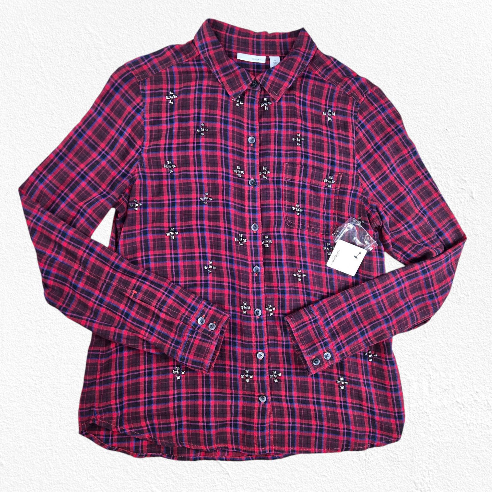 Other Embellished Plaid Button Down Shirt Flannel Size Medium Size M / US 6-8 / IT 42-44 - 2 Thumbnail