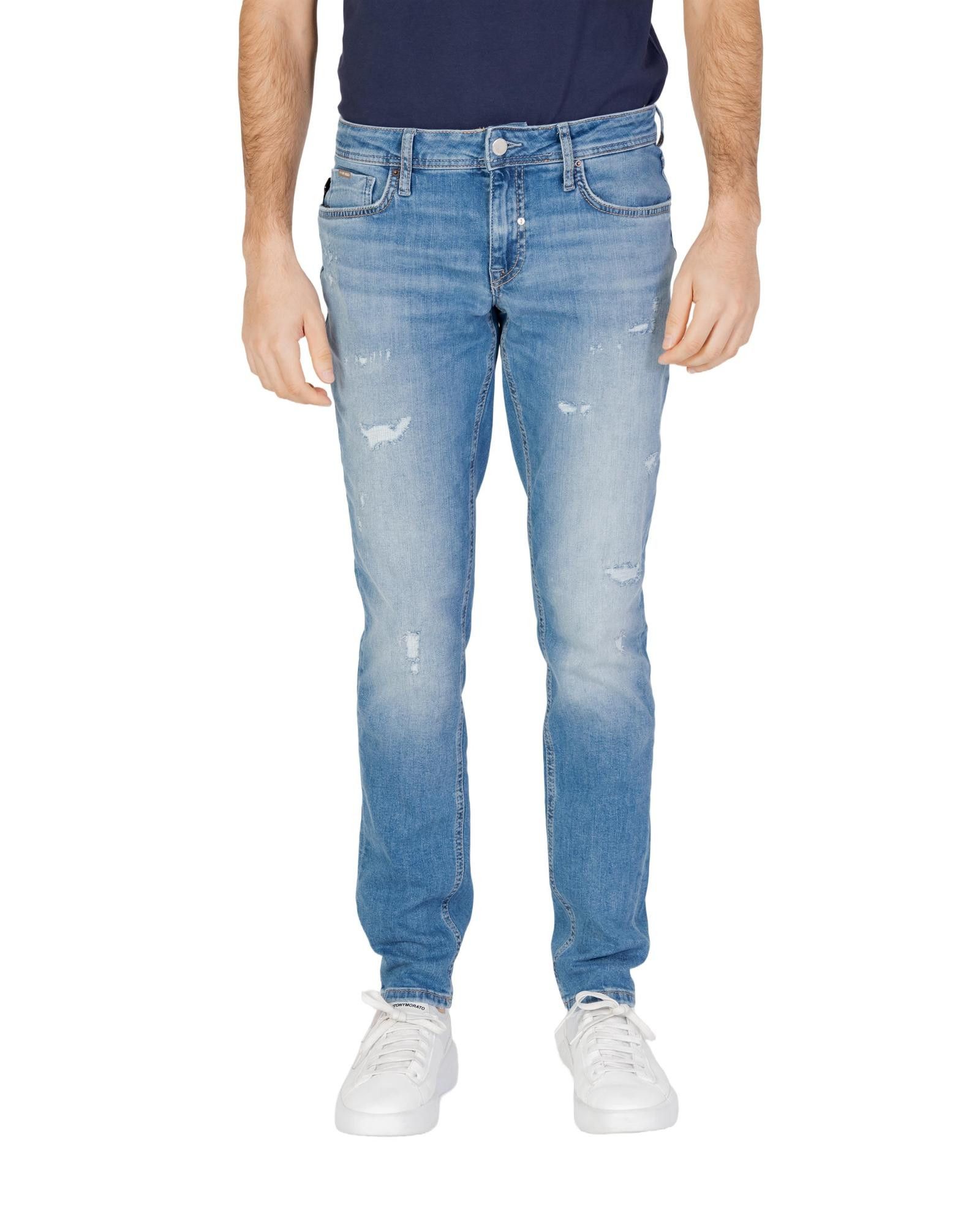 image of Antony Morato Worn-Out Effect Plain Jeans in Blue, Men's (Size 32)