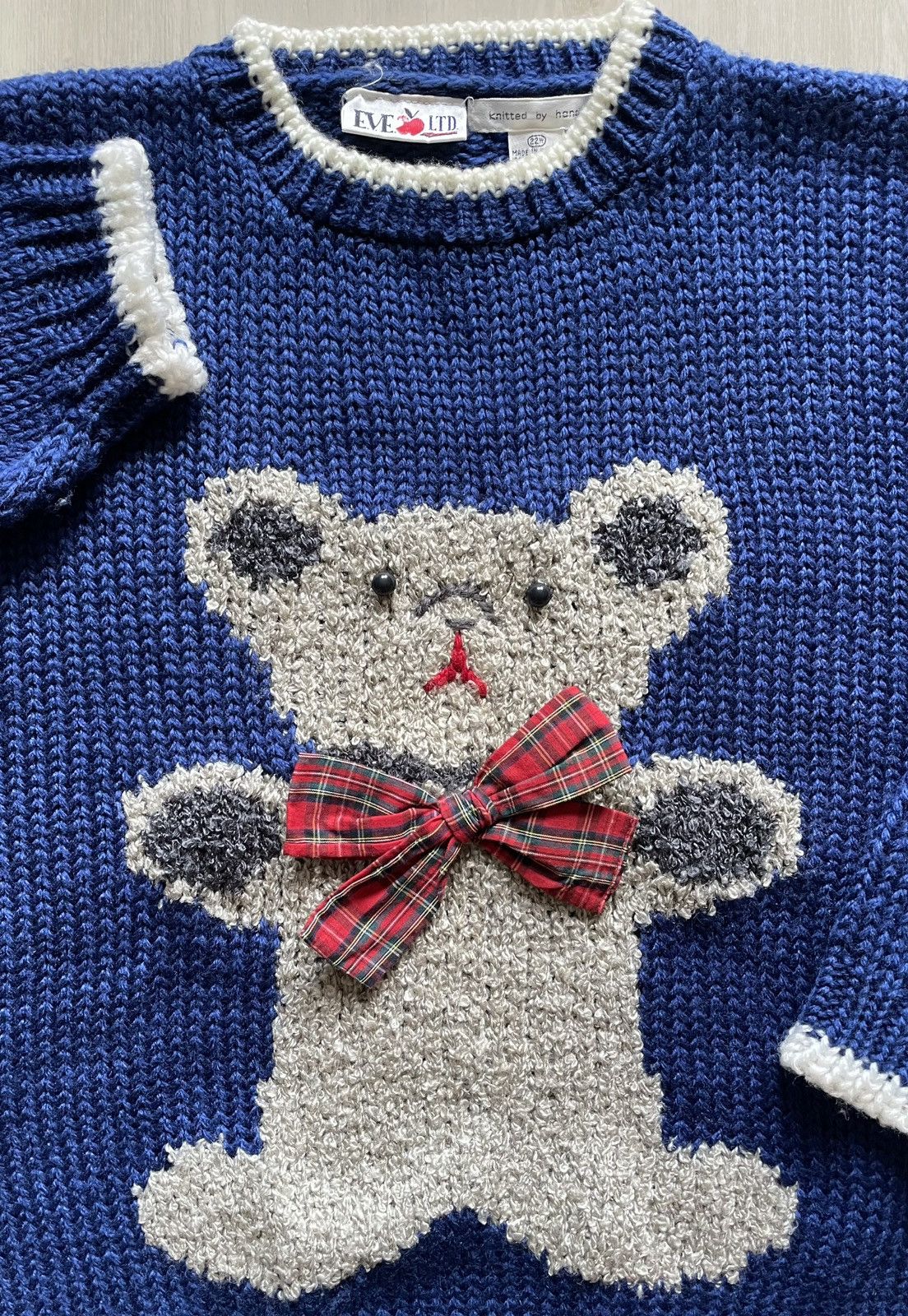 Vintage VTG 80s Eve Teddy Bear Sweater Hand Knit Christmas Sz 22 Size XXL / US 16-18 / IT 52-54 - 2 Thumbnail