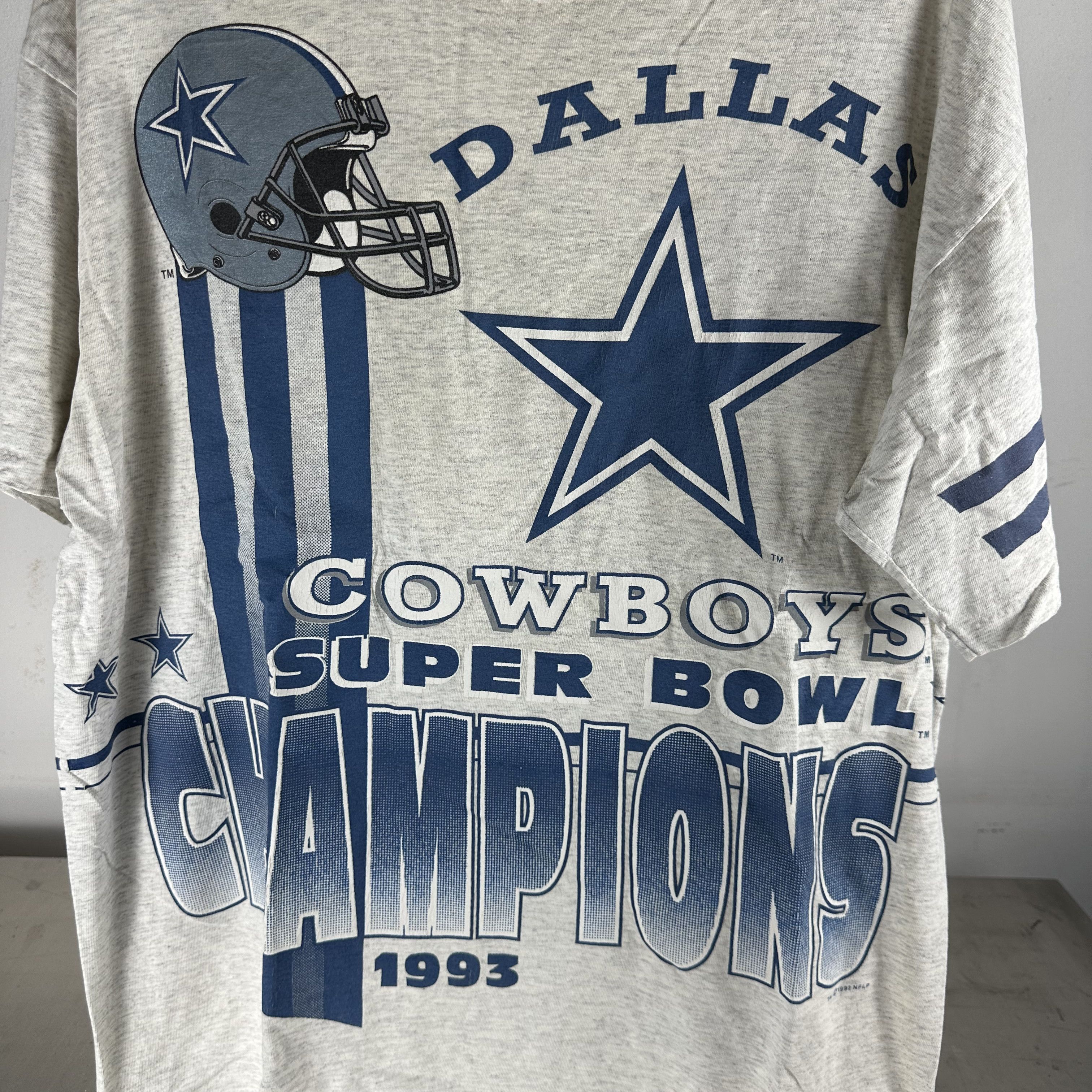 Vintage ​1993 Dallas Cowboys NFL Super Bowl Champions Salem T-shirt Size US XL / EU 56 / 4 - 2 Thumbnail