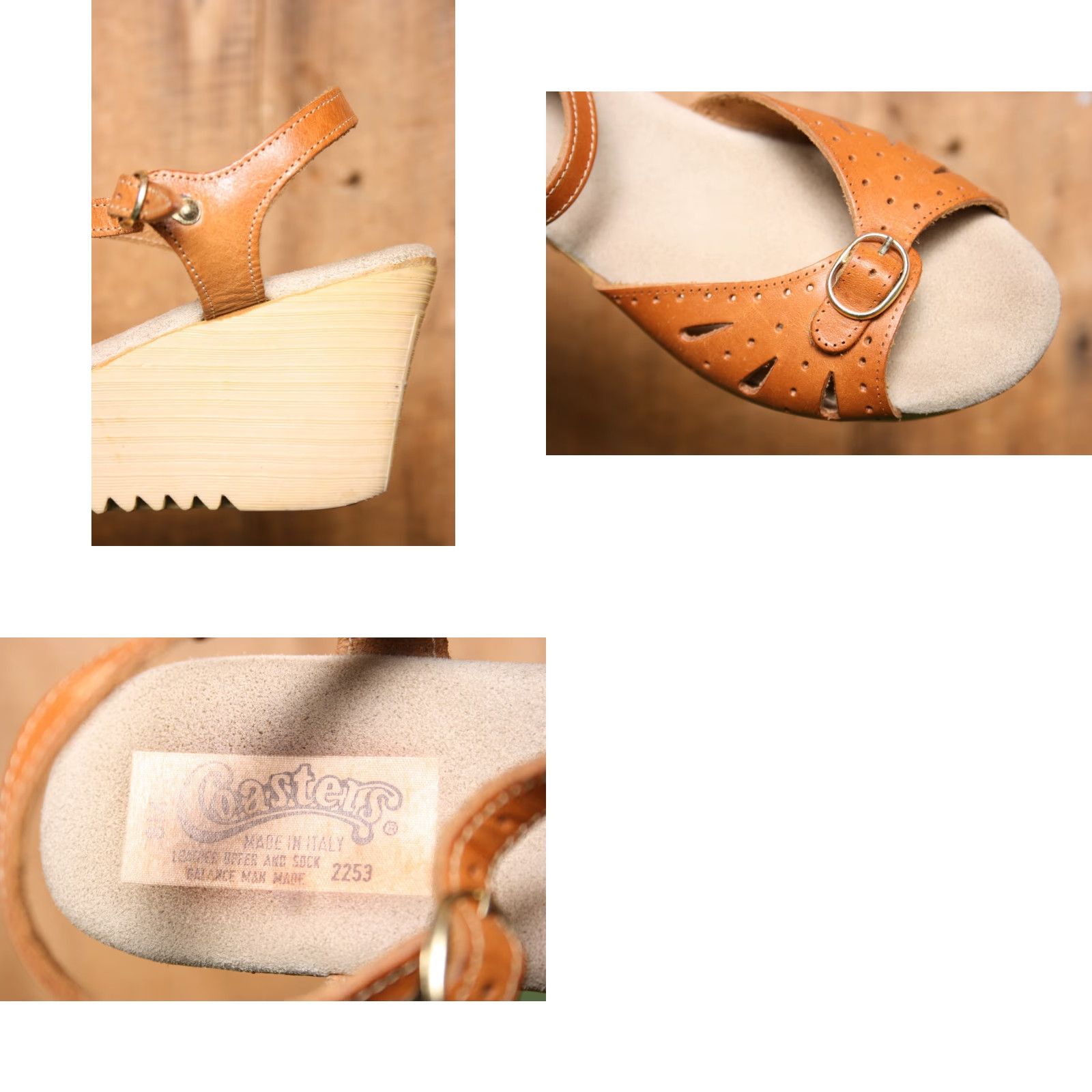 Vintage VINTAGE COASTERS Tan Leather 3" Wedge Heel Ankle Strap Platform Boho Sandals 8M Size US 8 / IT 38 - 8 Thumbnail