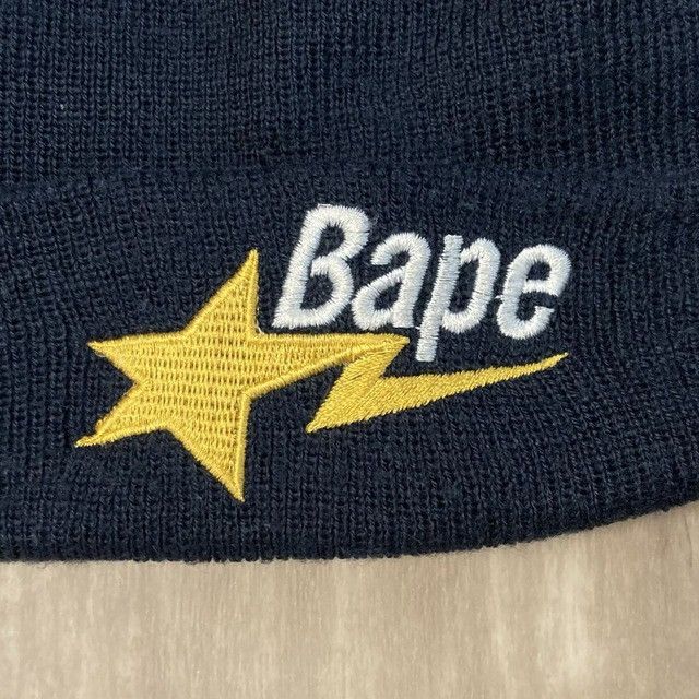 Bape BAPE STA LOGO Beanie Knit Cap a bathing ape star Navy Size ONE SIZE - 2 Thumbnail