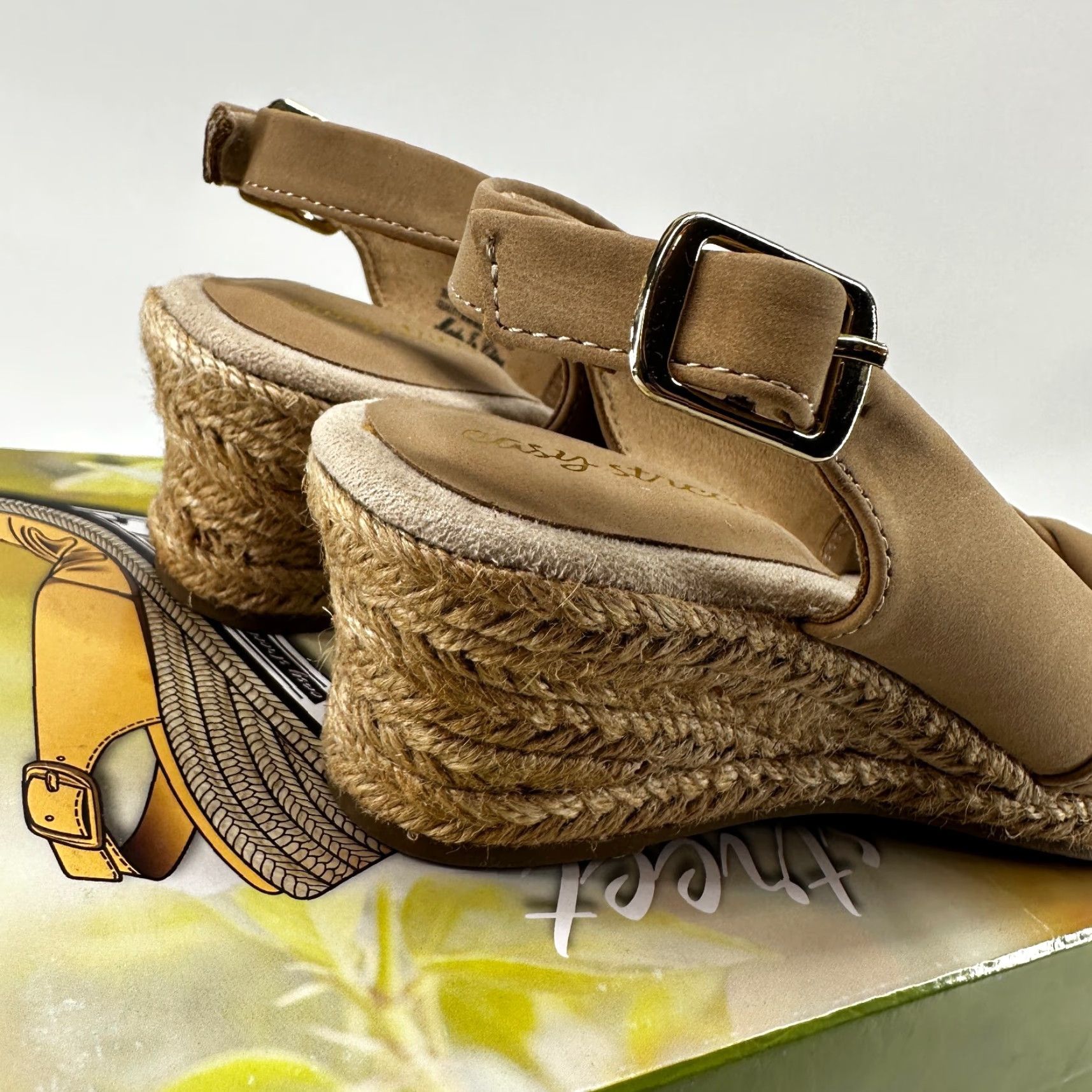 Vintage Easy Street Women's Maureen Brown Open Toe Espadrille Slingback Sandals Size 5M Size US 5 / IT 35 - 5 Thumbnail