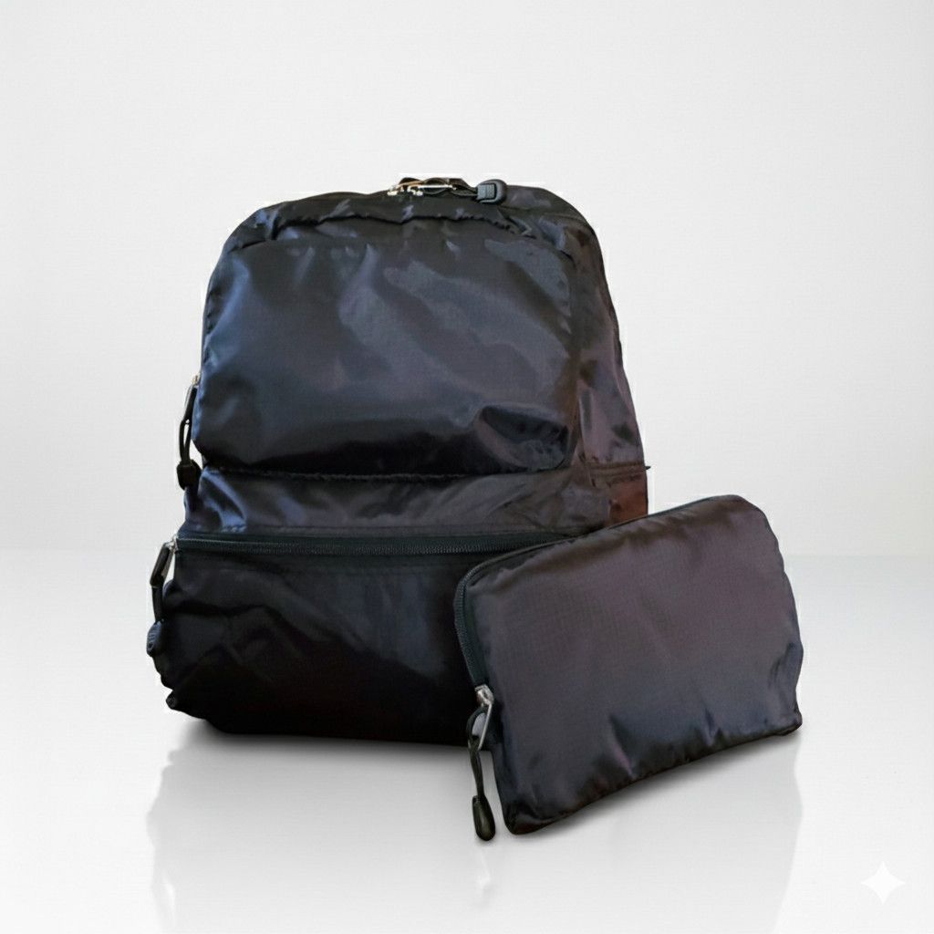 Other Backpack 15x12x6" Convertible Folds Pouch Black Zipper Size ONE SIZE - 10 Thumbnail