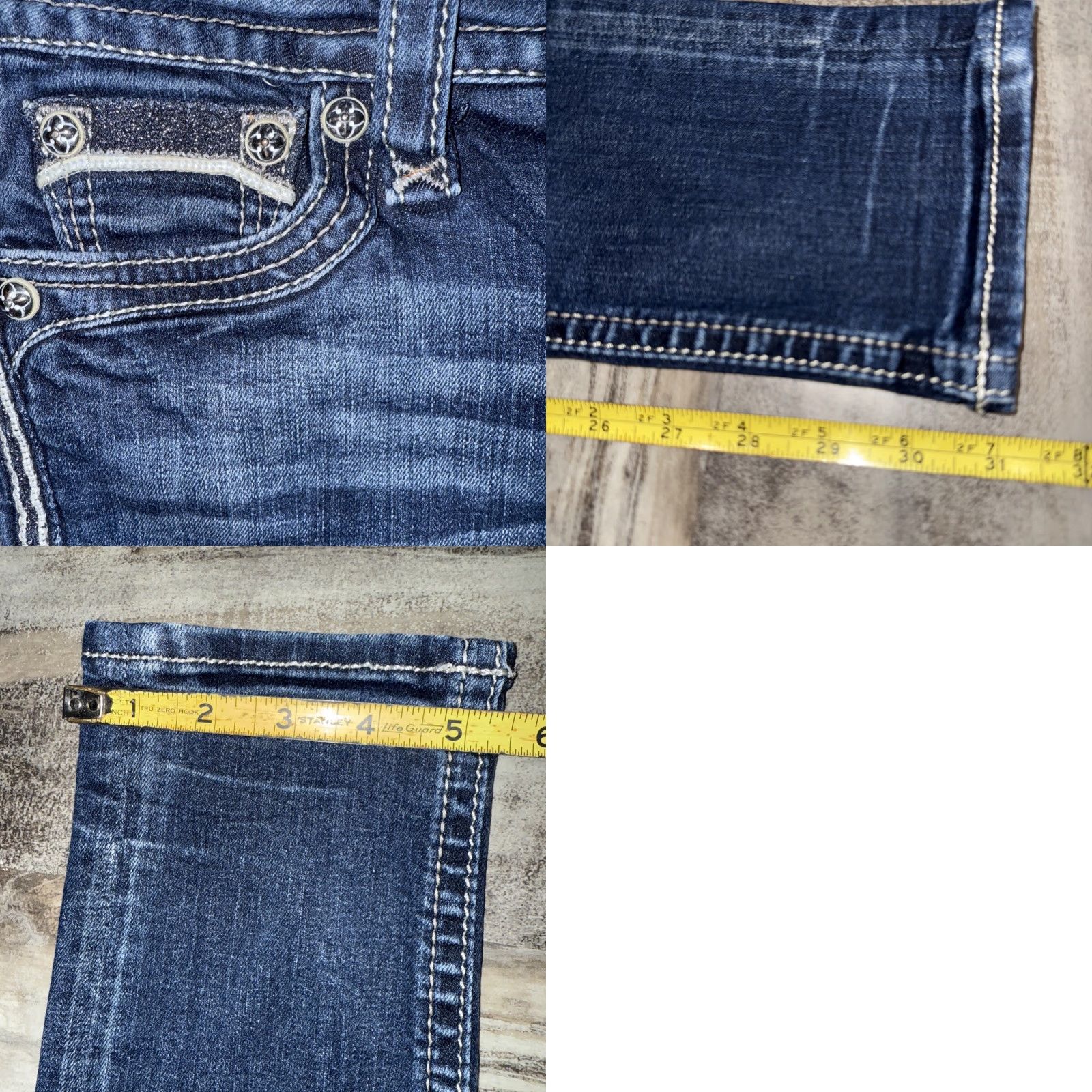 Vintage Rock Revival Jeans Women's 26 Blue Flo Easy Skinny Bling Denim Flap Pocket Y2K Size 26" / US 2 / IT 38 - 10 Thumbnail