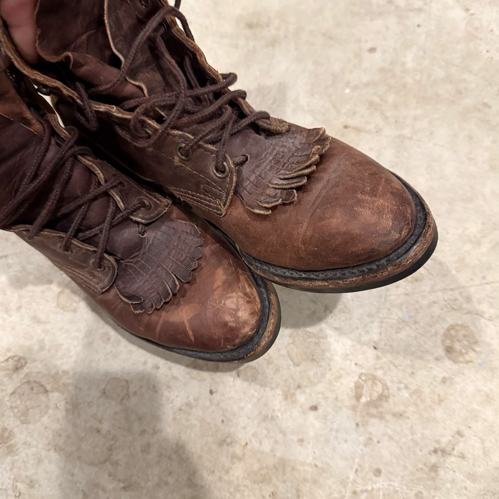 Vintage VINTAGE Santa Fe Boot Co. All Leather Womens 7 M Country Fray Heel Boots Renaissance Boots Brown Western Renaissance Womens 7 M Size US 7 / IT 37 - 4 Thumbnail