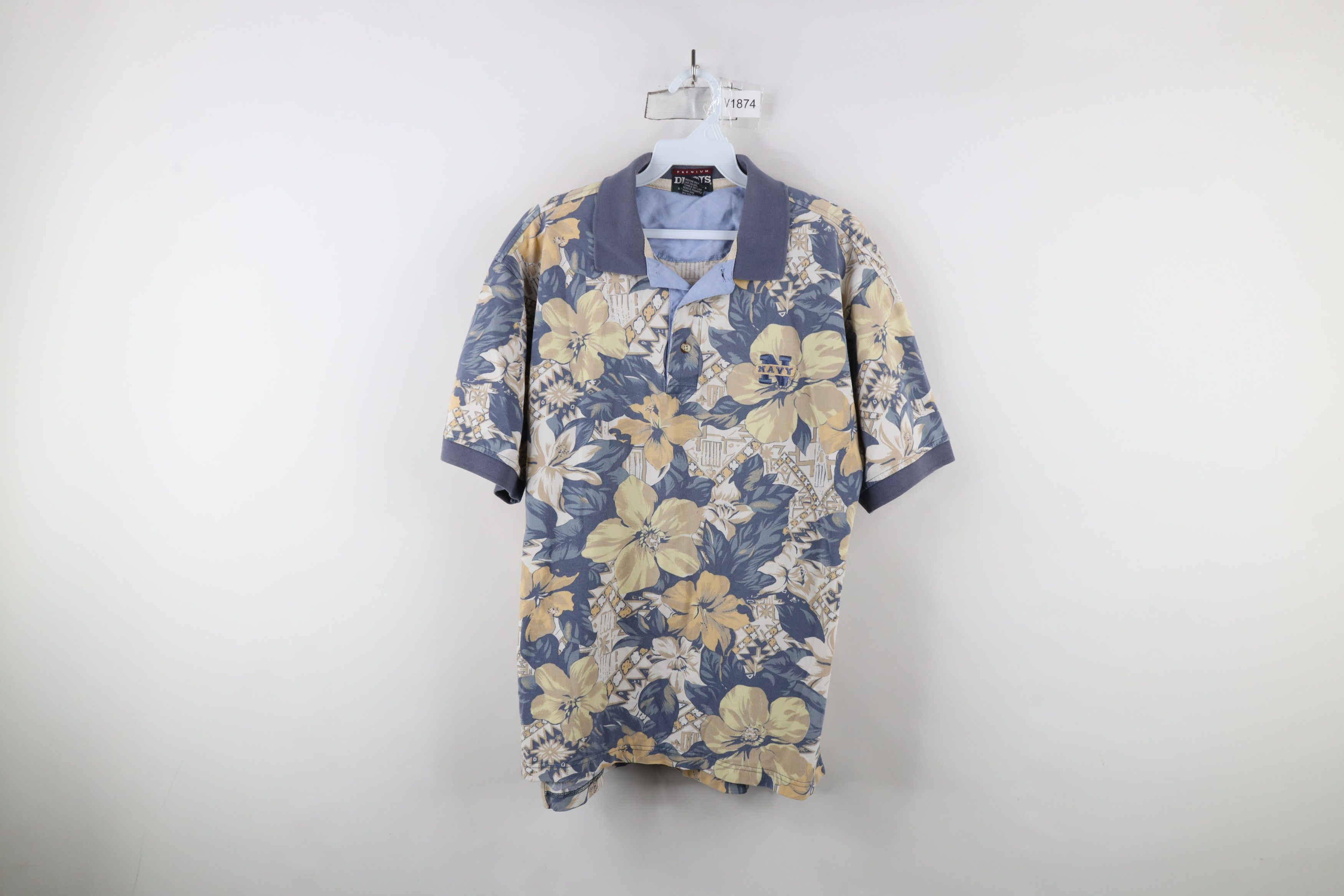Vintage Vintage 90s Spell US Navy Naval Academy Flower Polo Shirt Size US M / EU 48-50 / 2 - 1 Thumbnail