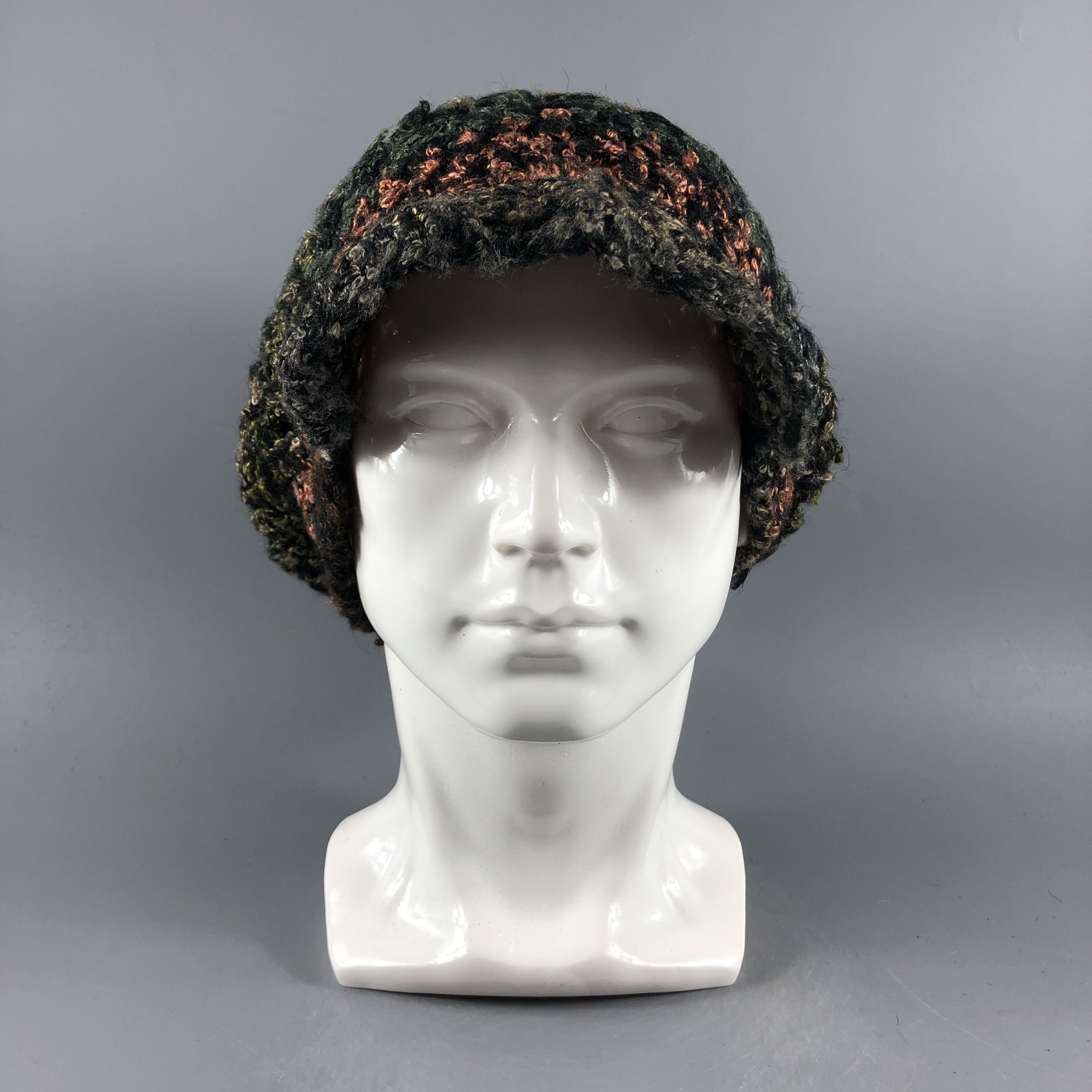 image of Vintage Multicolor Knit Visor Beanie Snow Hat Snow Cap -D131, Men's