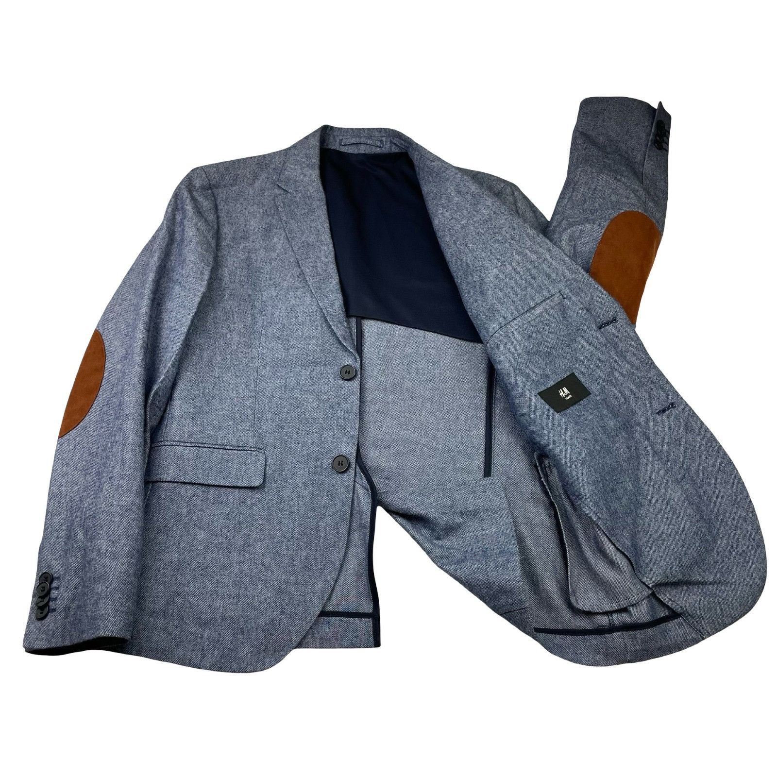 H&M H&M Men's 100% Cotton Slim Fit 2-Button Blazer Blue • 38R US Size 38R - 3 Thumbnail