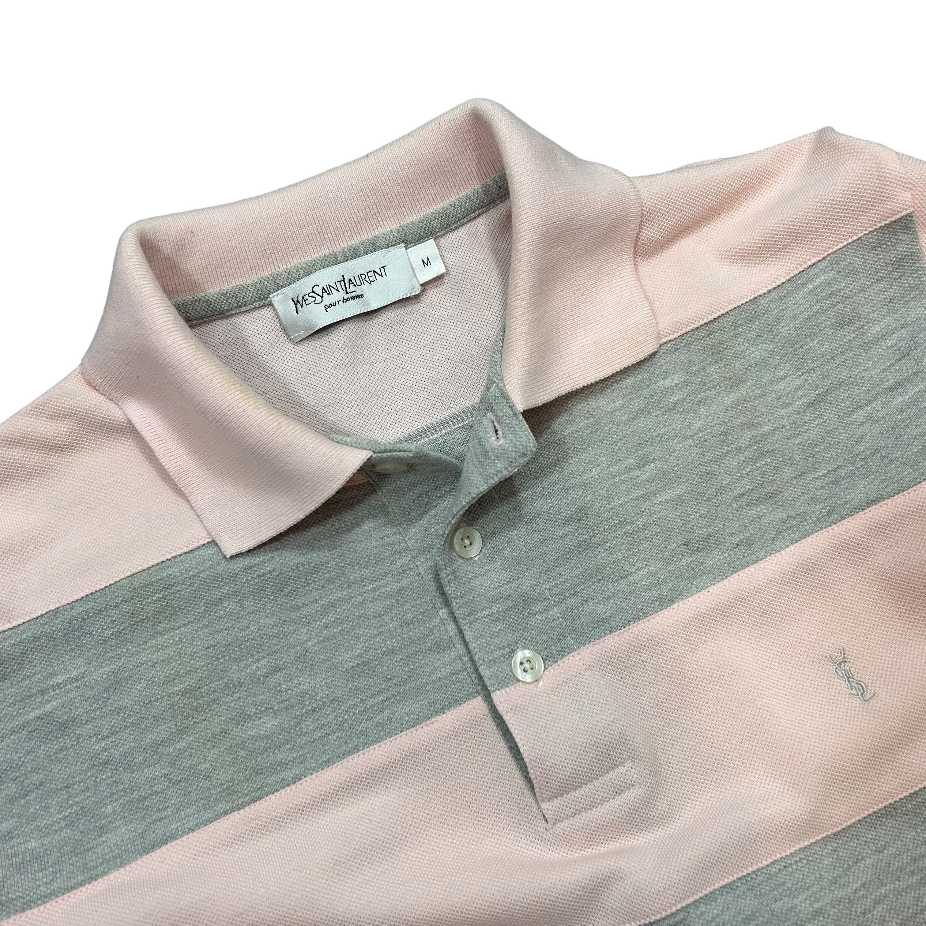 Yves Saint Laurent YSL Pour Homme Gray Pink Striped Polo Shirt M Size US M / EU 48-50 / 2 - 6 Thumbnail