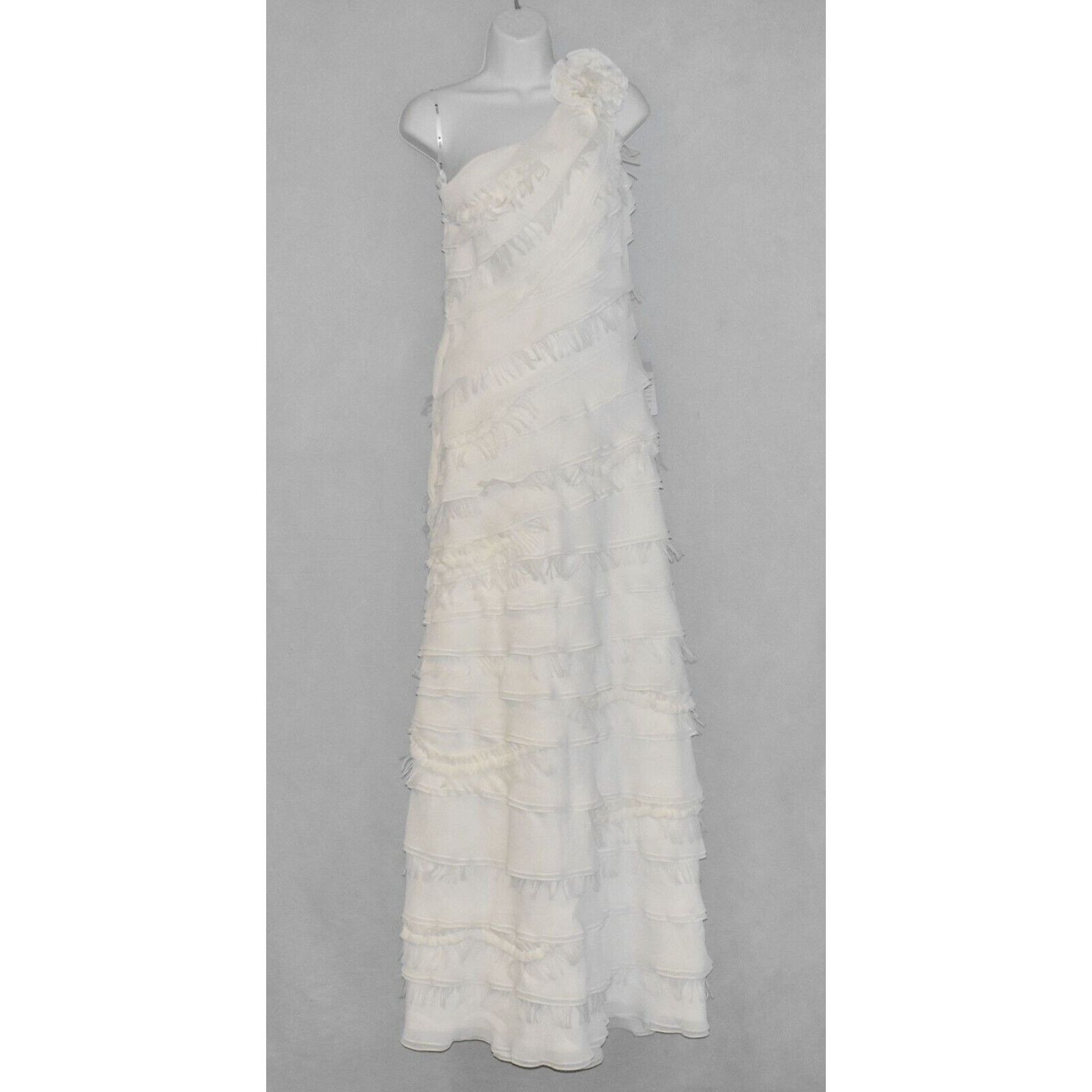 Tadashi Shoji NWT TADASHI SHOJI Chiffon One Shoulder Wedding Dress 4 $548 Size S / US 4 / IT 40 - 3 Thumbnail