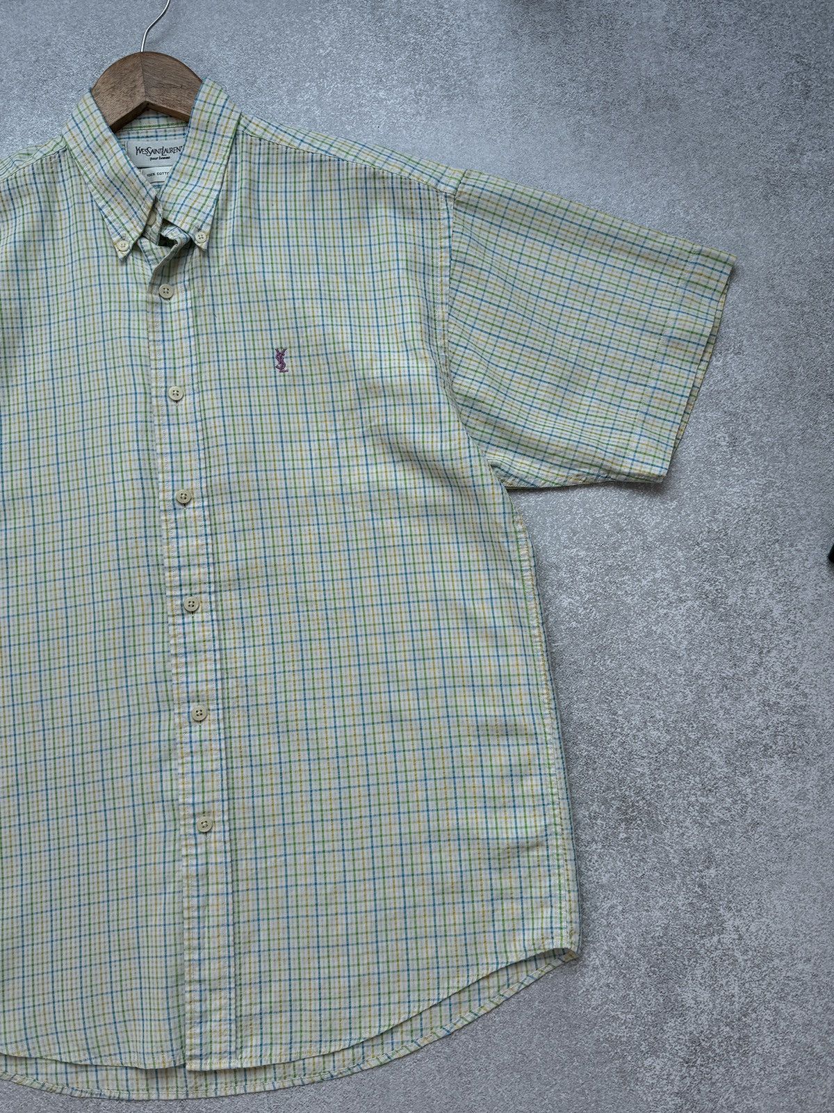 Yves Saint Laurent Yves Saint Laurent Men’s Short Sleeve Shirt Plaid Button Size US L / EU 52-54 / 3 - 5 Thumbnail