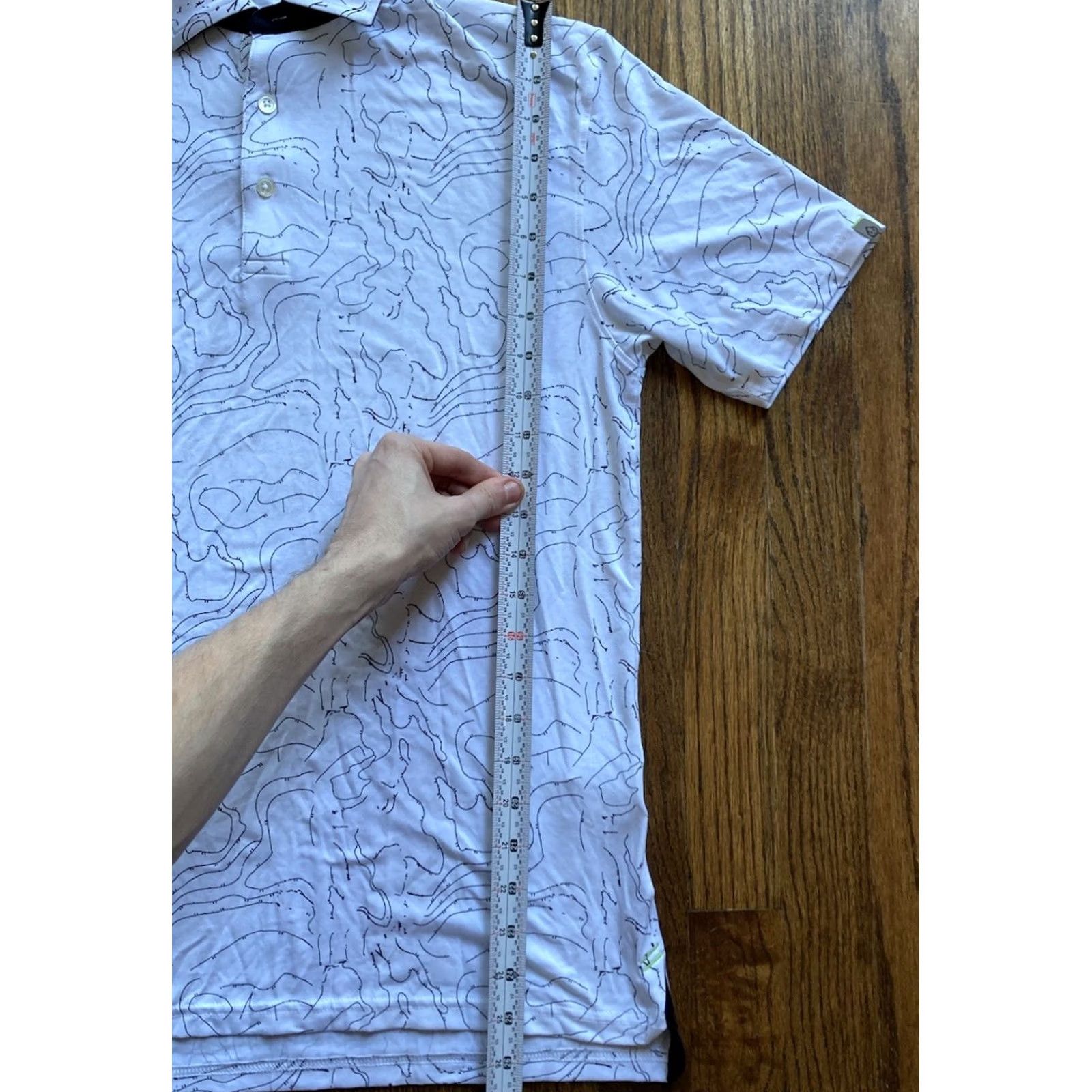 Vintage tasc Performance Polo Shirt Mens S White Geometric AOP Print Golf Stretch Casual Activewear Shirt Womens? No Size US S / EU 44-46 / 1 - 4 Thumbnail
