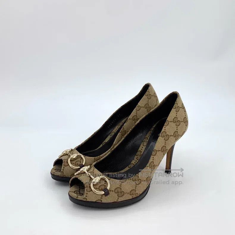 Gucci Gucci Brown logo old flower full print fish mouth horse bu Size US 6.5 / IT 36.5 - 1 Thumbnail
