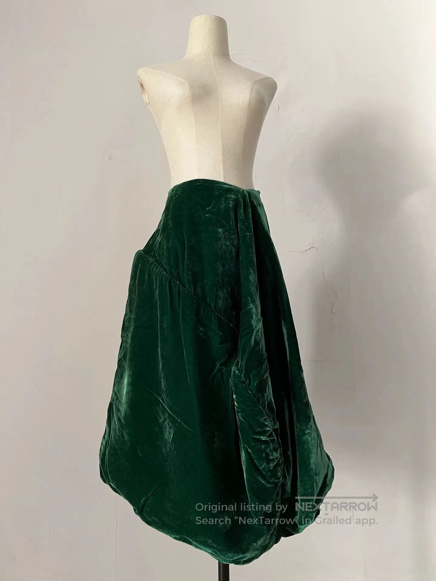 Rei Kawakubo Comme des Garcons 1996FW Green Velvet Skirt. Size 28" / US 6 / IT 42 - 2 Thumbnail