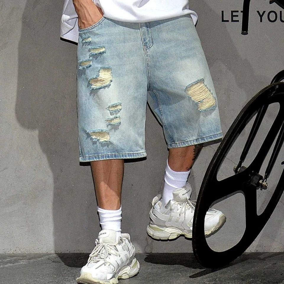 Japanese Brand × Vintage Vintage Ripped Denim Jorts Size US 37 - 1 Thumbnail